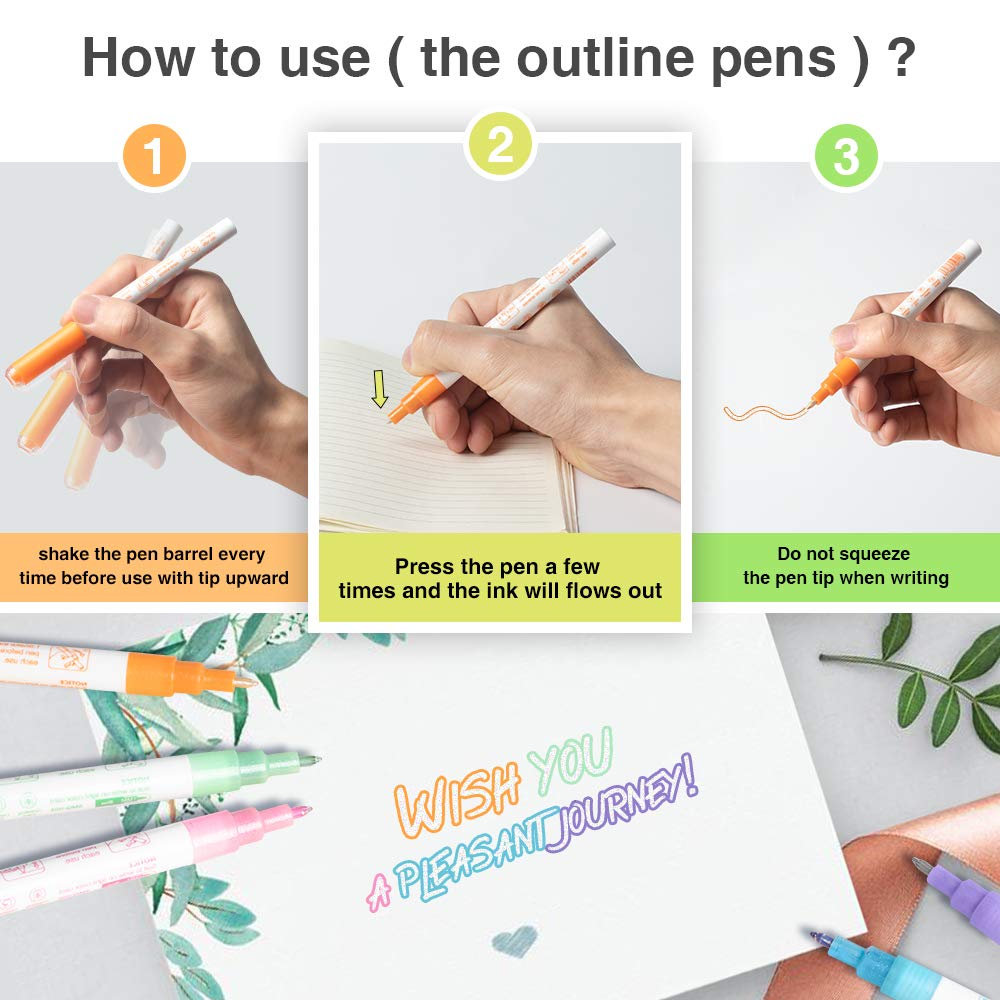 Jr White Super Squiggles Outline Markers Set Colors Shimmer