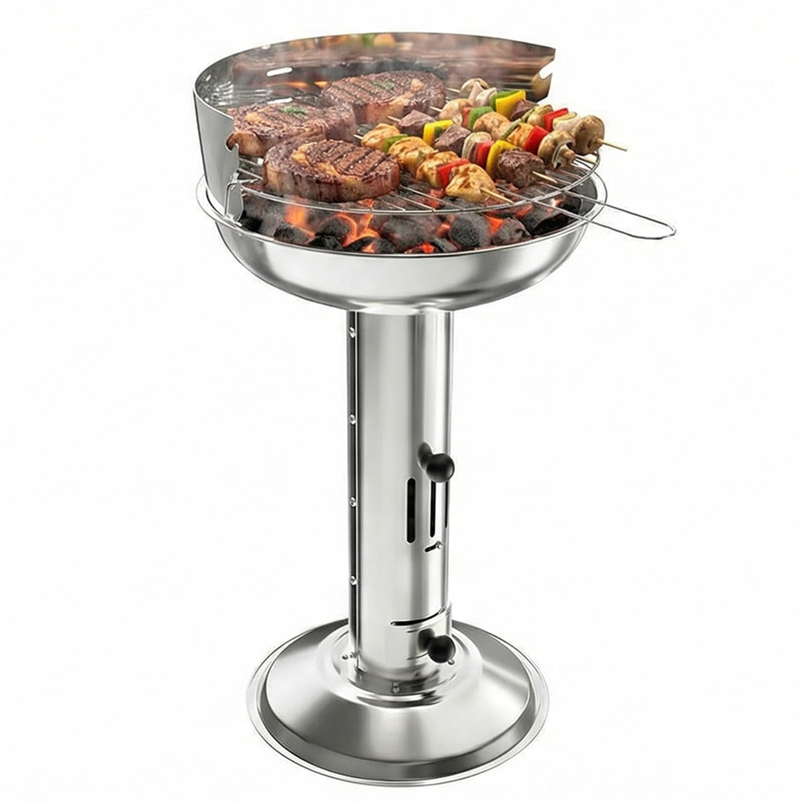 TLGREEN Barbecue a colonna in acciaio inox, Barbecue da esterno 40*40*69cm