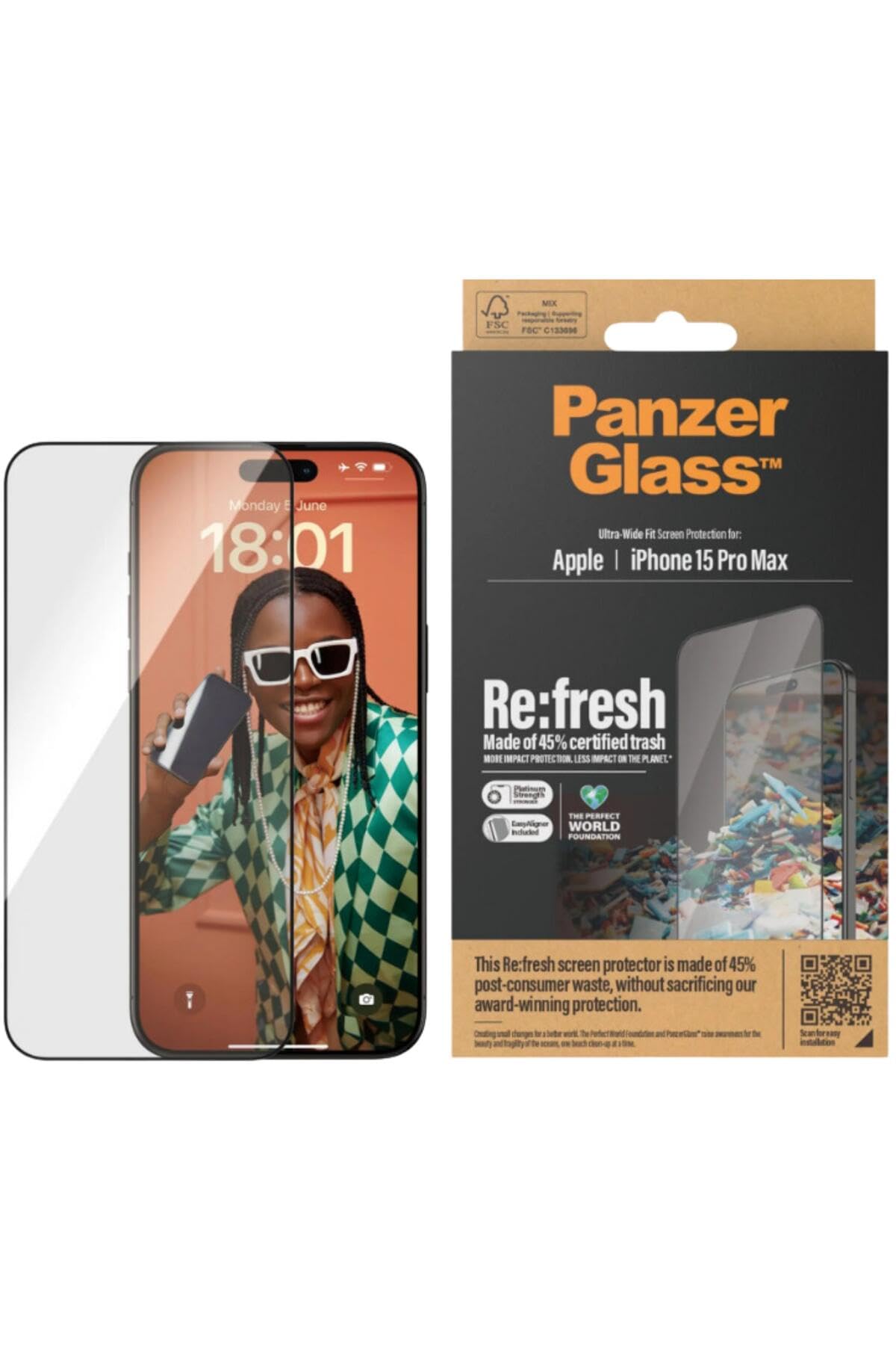 Panzerglass UWF Refresh with 45% rec. Glas Protection d'écran Transparent Apple 1 pièce(s)