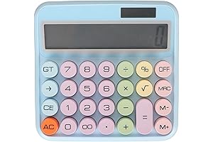 SWZA Mechanical Calculator 12 Digit Large LCD Display Big Round Button Calculator