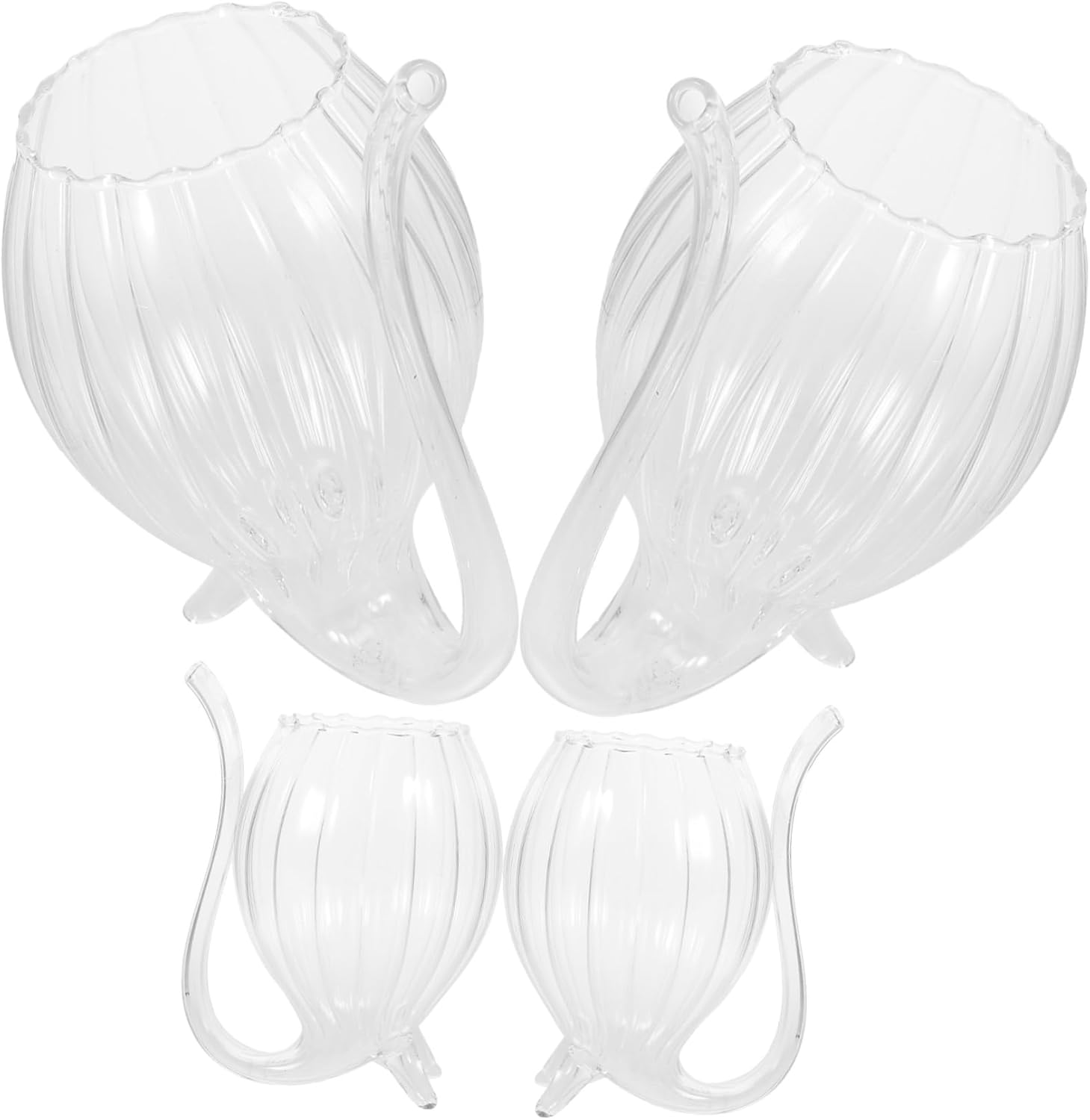 4 Pcs Creative Heat-Resistant Glass Wine Cups Curved Spout Unique Drinking Glasses for Juice and Cocktails for Parties and Celebrations