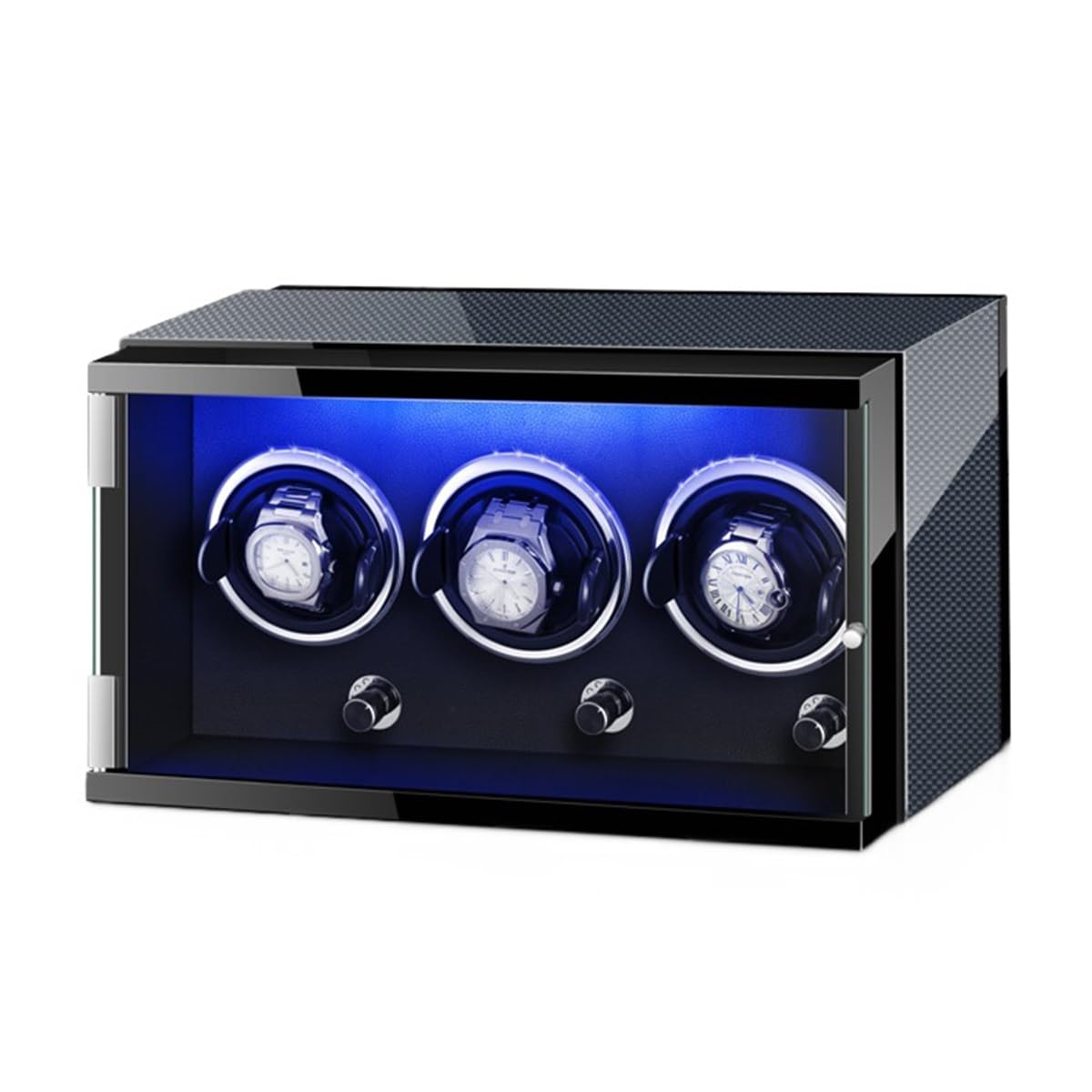 EHVYBDX Luxury Automatic Watch Winder for 3+0 Automatic Watches Built-in LED Illuminated with Quiet Running Motor Watch Display Box