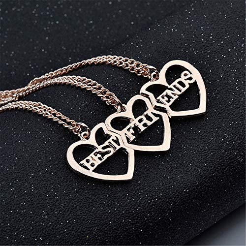 coadipress BFF Best Friend Necklace for 3 friend Fashion Gold Silver Plated Matching Heart Pendant Long Distance Friendship Jewelry Birthday Gift3