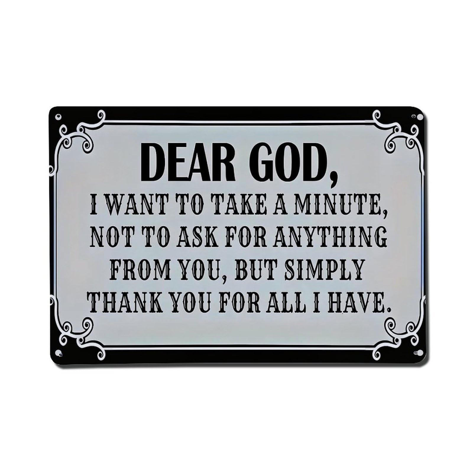 Jdfenggu Vintage Dear God Thank You Prayer Retro Metal Tin Sign, Metal Poster For Bar, Home, Man Cave, Kitchen, Laundry Room Art Decor 8X12 Inch