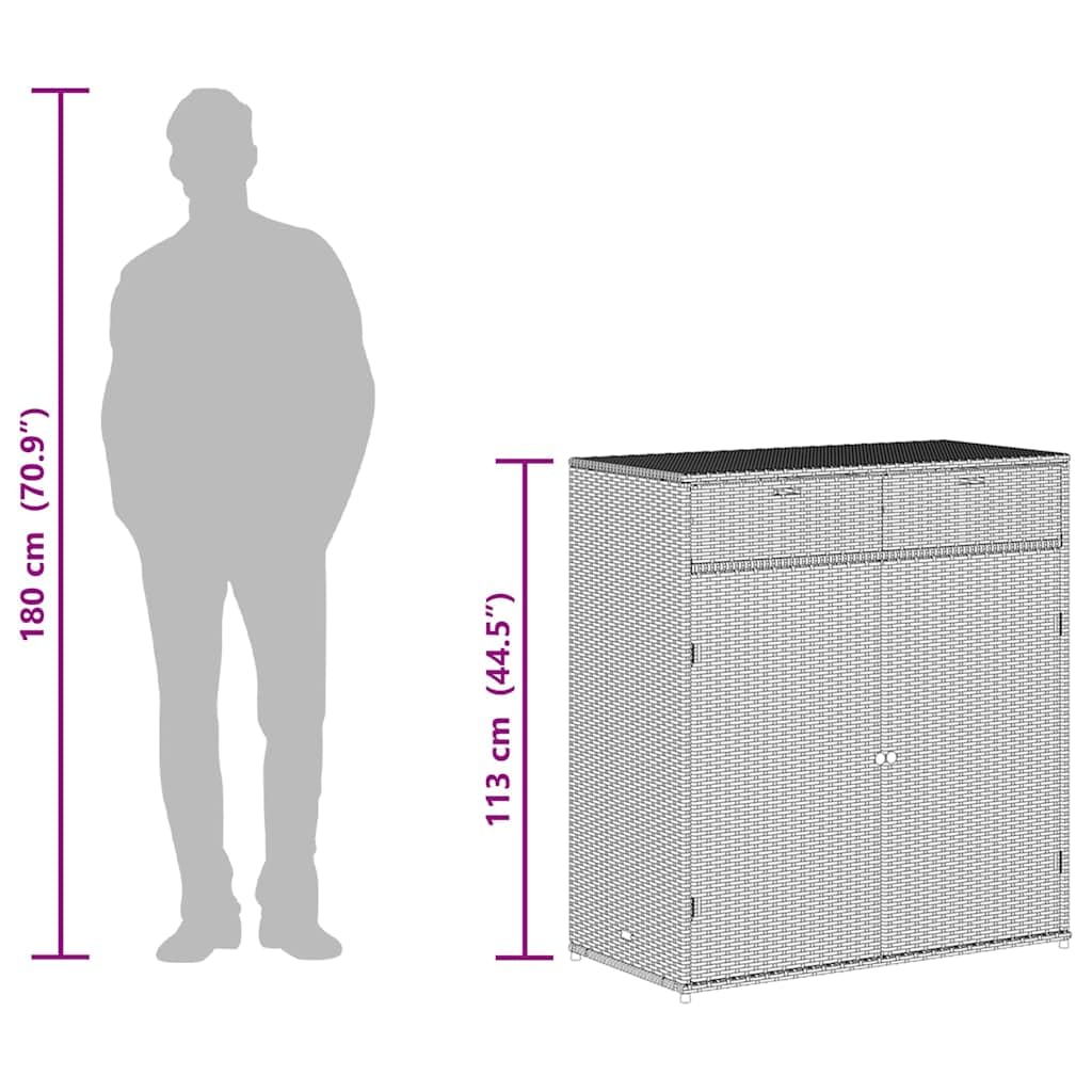 vidaXL Armoire de Jardin Résine Tressée Gris avec Porte