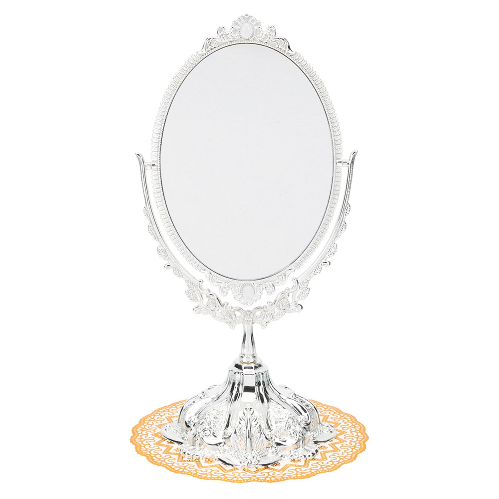 Miroir de maquillage style rétro vintage double face argenté
