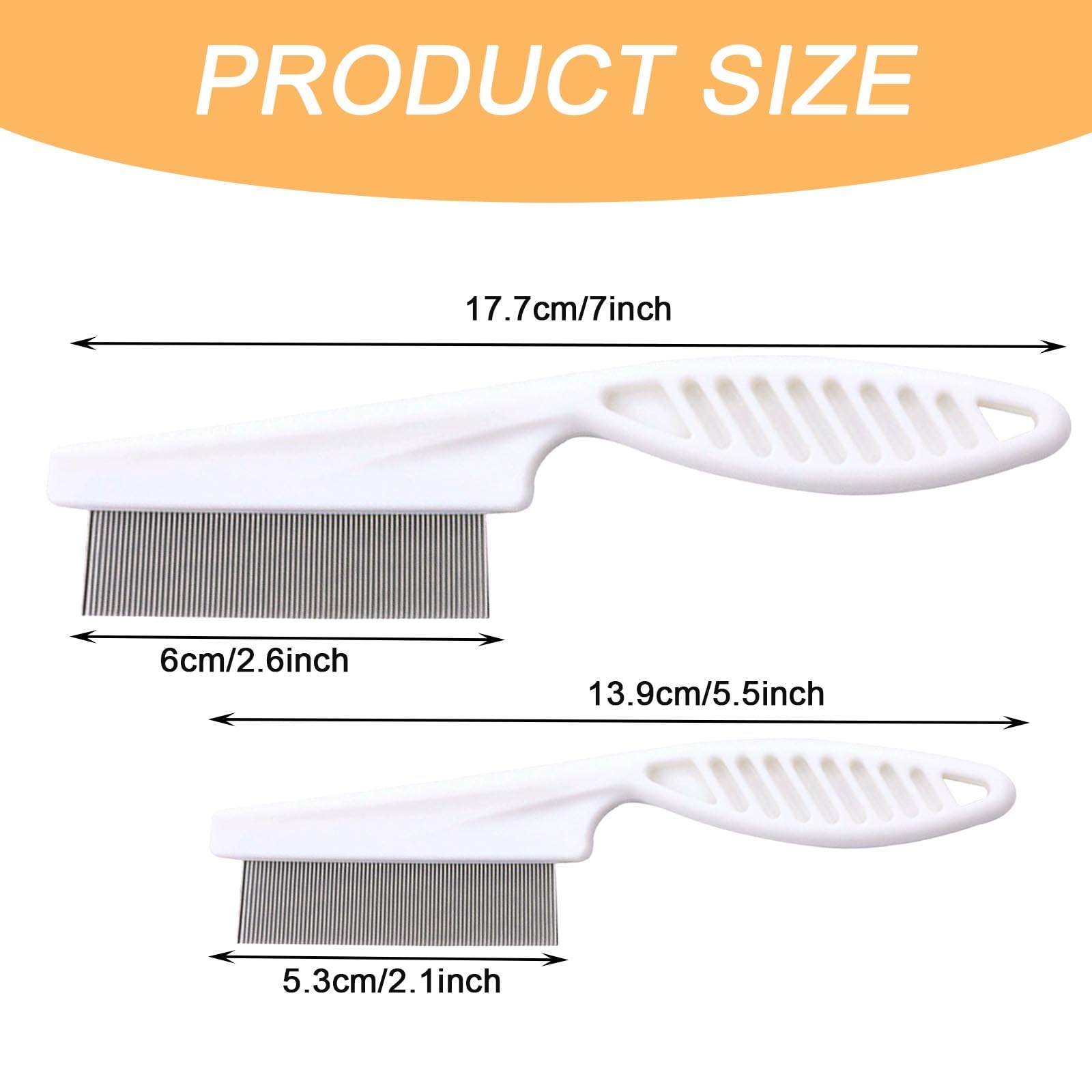 AYNKH pack de 2 peignes pour animaux de compagnie, peigne pour chien et chat en acier inoxydable, dents rondes pour enlever les marques de larmes de puces de poux