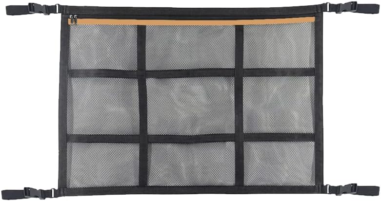 Car Ceiling Cargo Net Pocket Ceiling Storage Net Orange, 30" X 20" Universal SUV Truck MPV Camping Trip Travel, Strengthen Load-Bearing Droop Less Double-Layer Mesh Car Ceiling Storage Net