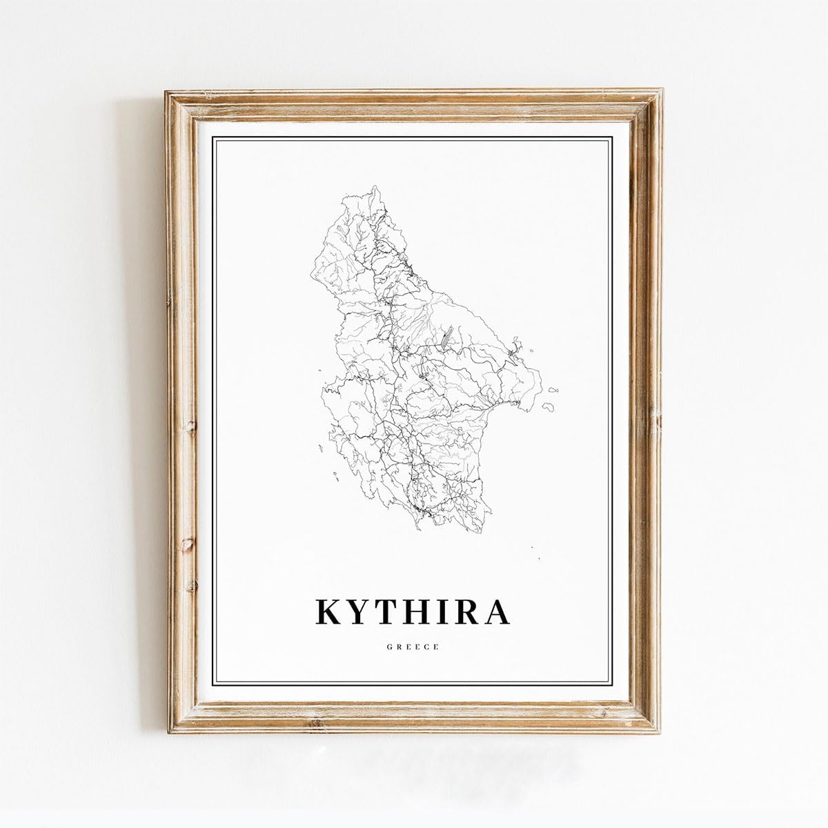Modern Black & White Poster of Kythira Greece Map Cythera Κύθηρα | 11x17 12x18 16x24 24x36 Unframed Print Wall Art | Minimalism City Traveler Gift | Minimalist Home Office Decor