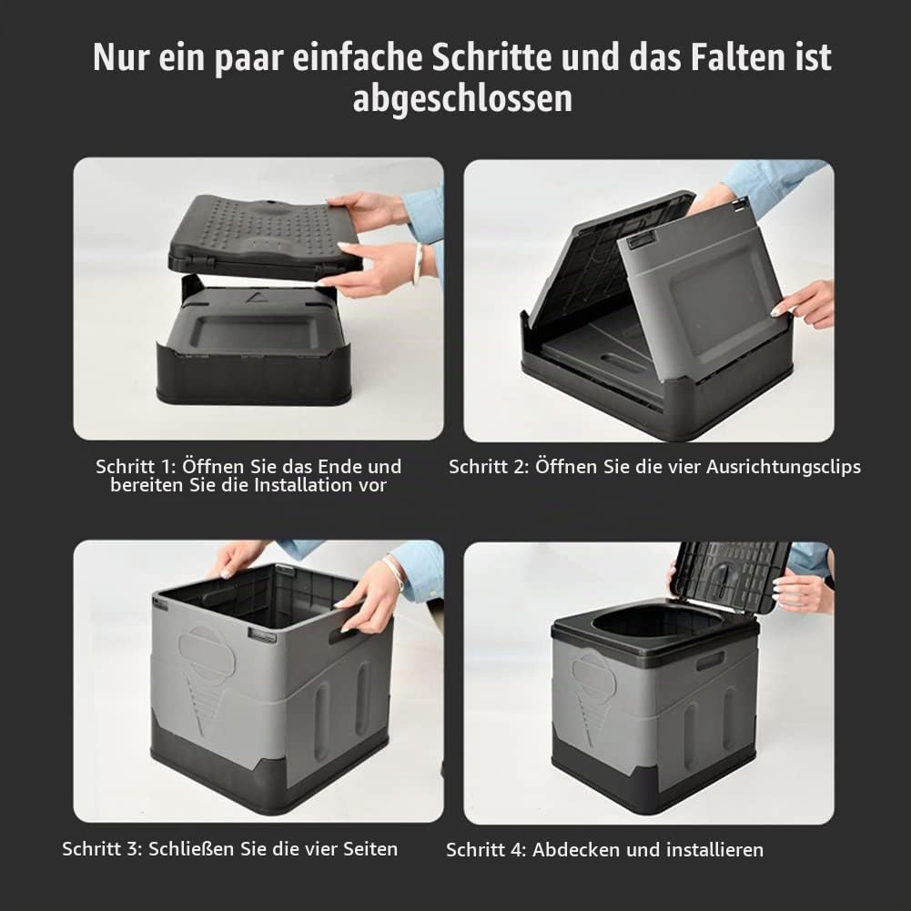 RUYI Campingtoilette Tragbare Trenntoilette [STABIL bis 150 kg], Mobile Toilette Faltbare, 32x27x30 cm, Kompakt Toilette für Wandern, Camping, Reise, Boot, Garten