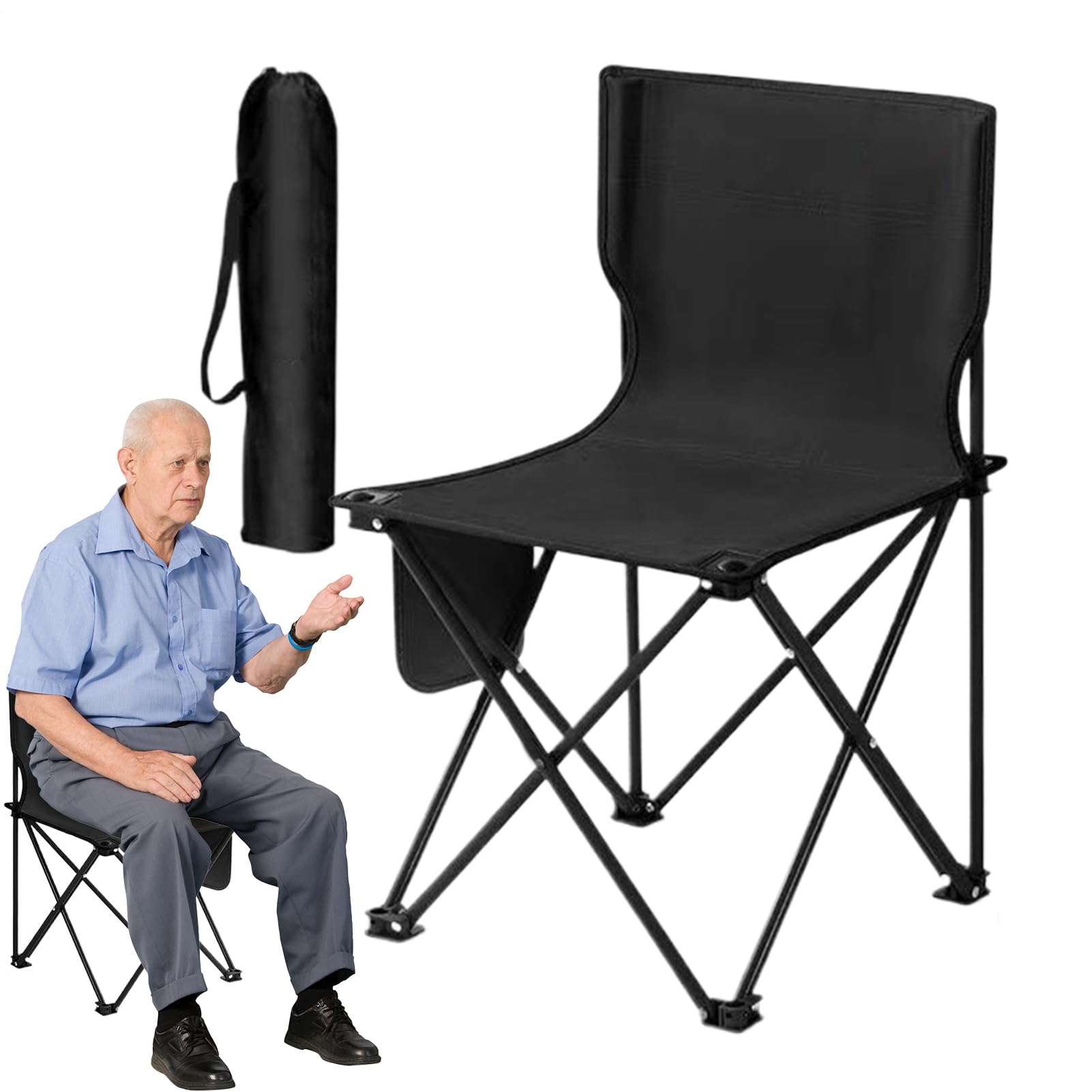 Sedia pieghevole, sedia da campeggio pieghevole - Sedia esterna portatile | Supporto 286 lb, attrezzatura da campeggio con borsa portaoggetti per il viaggio Picnic Beach Festival Festival Trekking