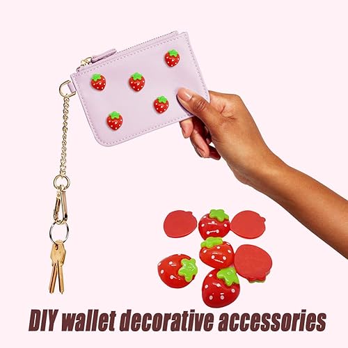 Miniatura 5 de HWAQHDYL 50 dijes de resina con parte trasera plana de fresa para niños, adornos para álbumes de recortes, decoración de manualidades, accesorios