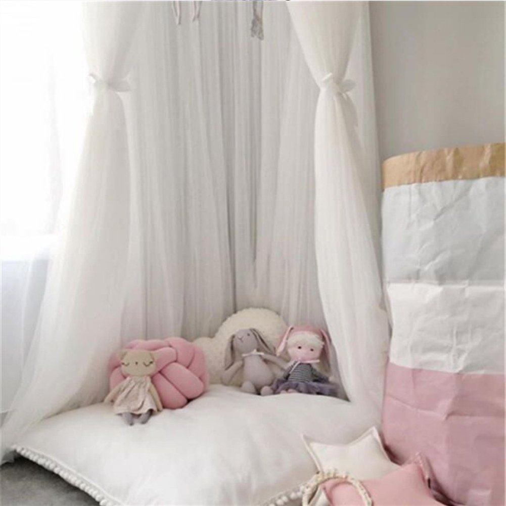 zanzariera Lettino Neonato con Supporto Maglia zanzariera Lettino Bimbi con Apertura Pieghevole Neonato per Lettino Bambini mit Ornamenti Stella Bianco 240x60cm (HöhexDurchmesser)