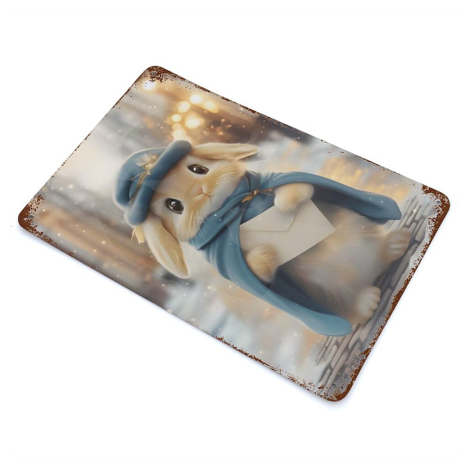 Cute Bunny Retro Metal Sign 11.8"x7.9", for Pub, Kitchen And Man Cave Decor, Industrial Home Decor