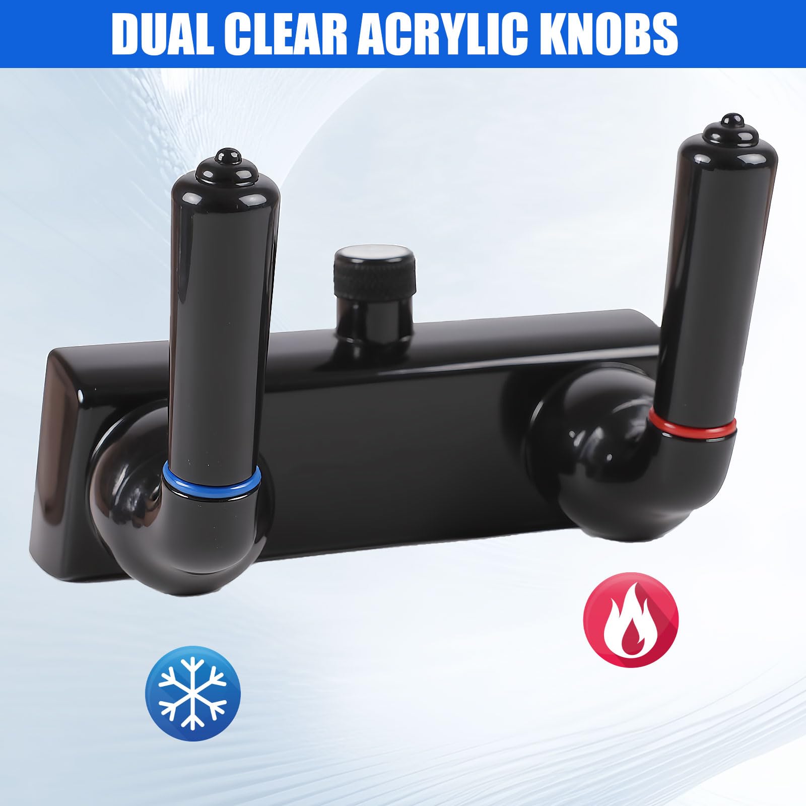 RV Shower Faucet 4" Valve Diverter Hot/Cold Dual Handles For Bathroom