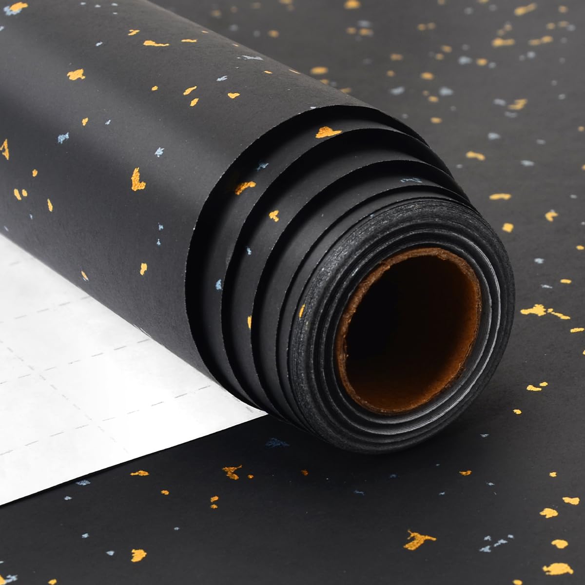 Black Gift Wrapping Paper, 43 cm x 10 m Black Gold Silver Wrapping Paper for Christmas Birthday Wedding Anniversary