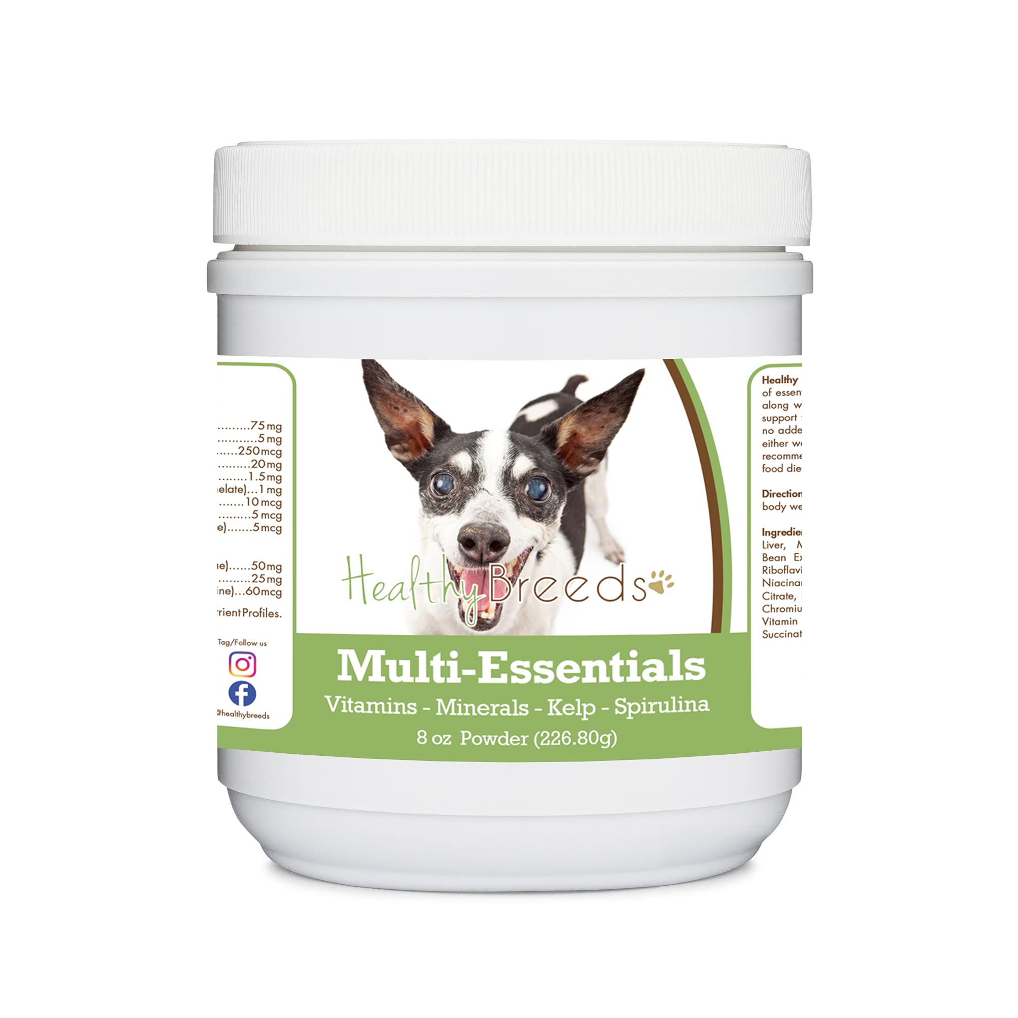 Healthy Breeds Rat Terrier Multi-Essentials Powder for Dogs - an Ideal Supplement of Vitamins, Minerals &amp; Antioxidants for Your Dog - 8 oz