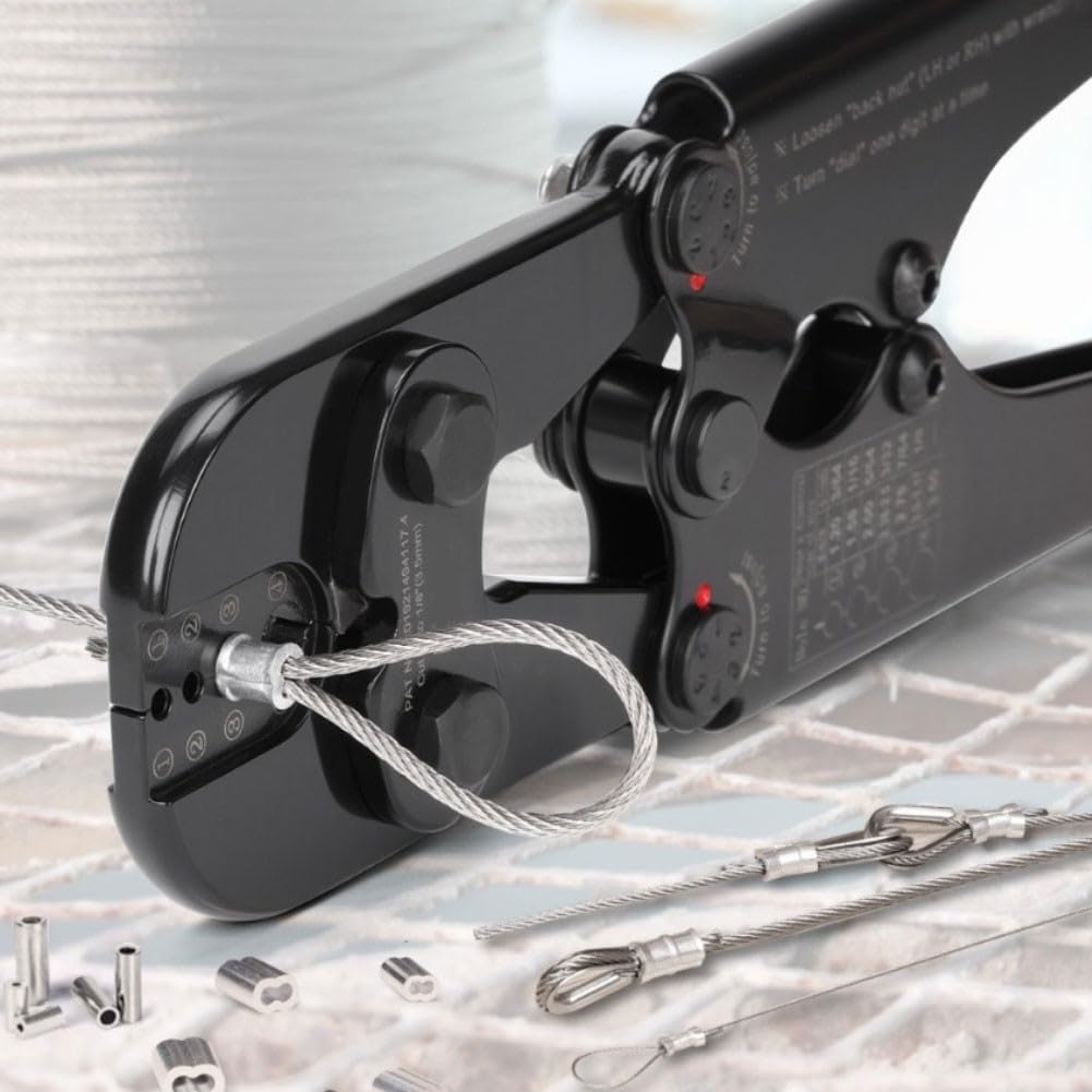 Pinza crimpatrice in alluminio, pinza crimpatrice a 8 forme per funi metalliche, manico rotondo in alluminio, attrezzatura da pesca per camper, yacht, attrezzi da esterno