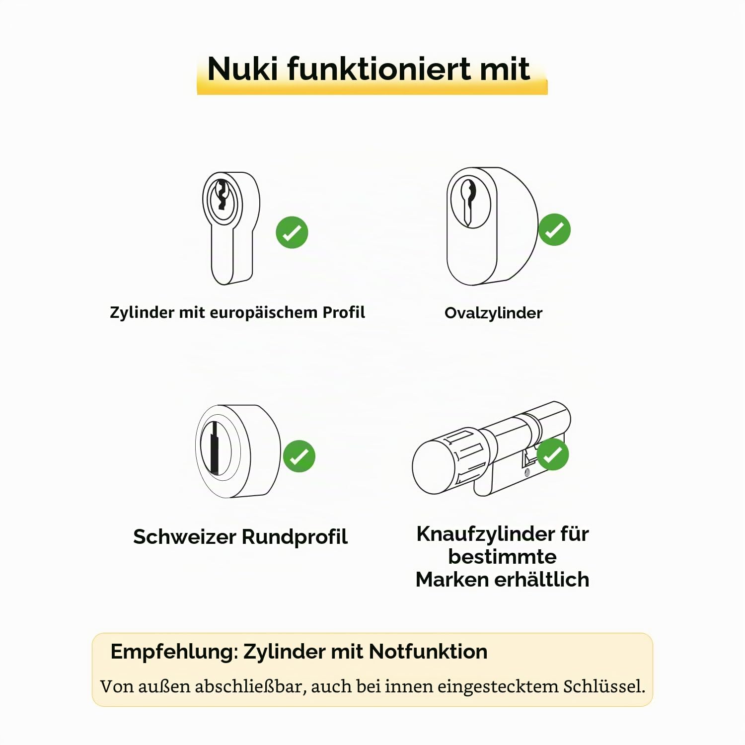 Nuki Smart Lock (2023), Smartschloss mit Matter für schlüssellosen Zugang, ohne strukturelle Eingriffe, elektronisches Schloss verwandelt Ihr Smartphone in einen Schlüssel, weiß