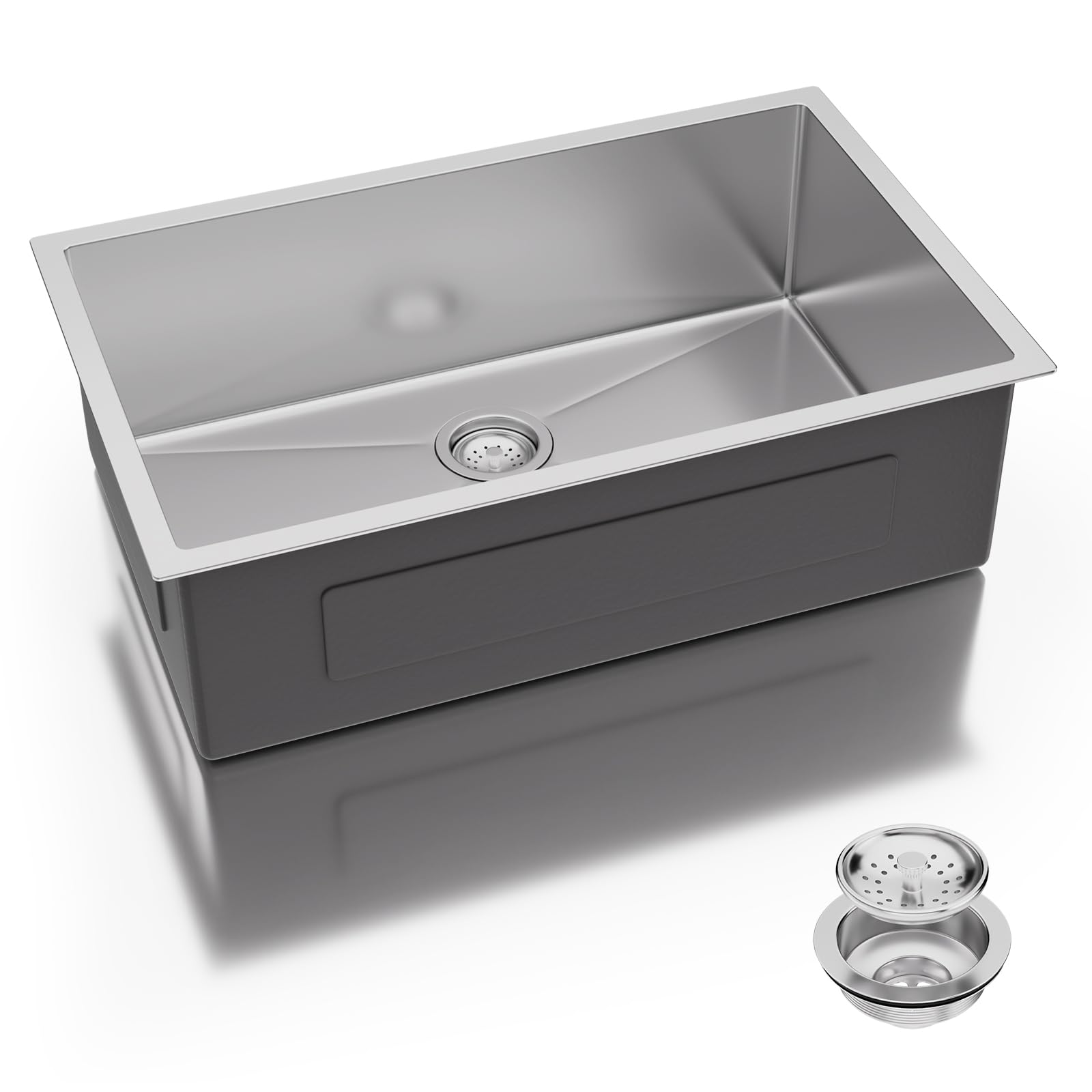 30 Inch Undermount Kitchen Sink - 30x19x9 Kitchen Sinks with Brushed, 18 Gauge 304 Stainless Steel Includes Drain Strainer, Deep Single Bowl Handmade Basin