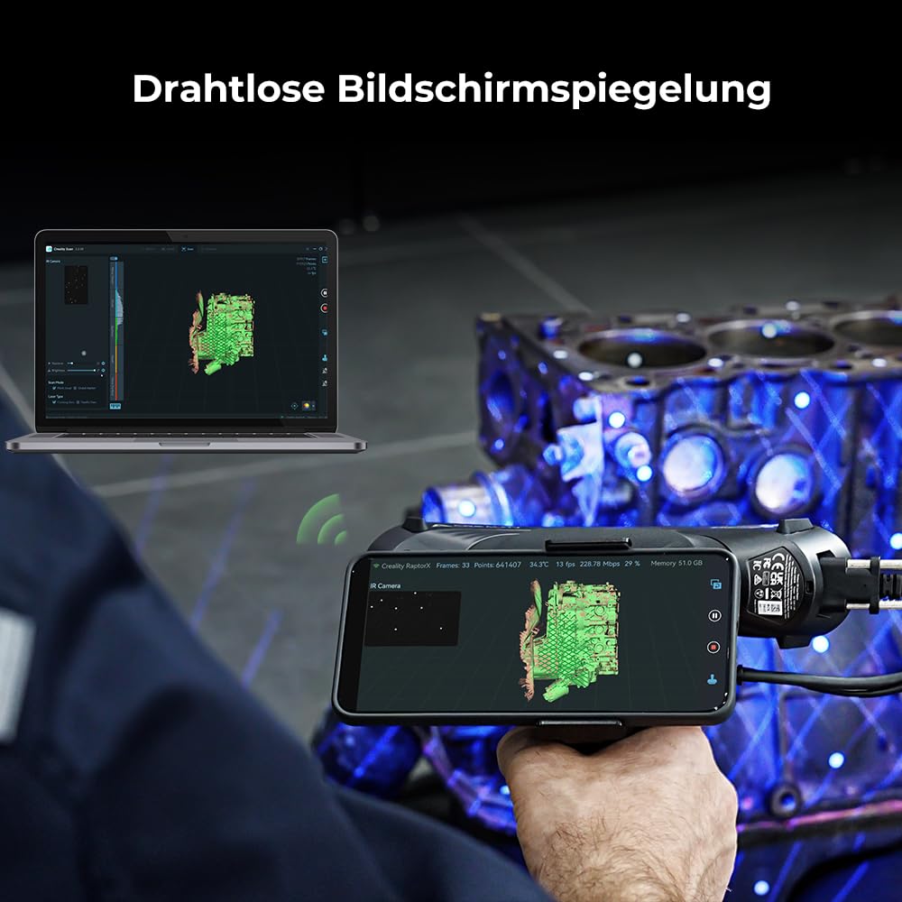 Creality Scan Bridge für CR-Scan Raptor, WiFi6 Wireless Kit, Kabellose Datenübertragung & Screen Mirroring, 36.000mWh Akku, 80% Schnellladung in 1,5h, Tragbar für Outdoor 3D-Scanning
