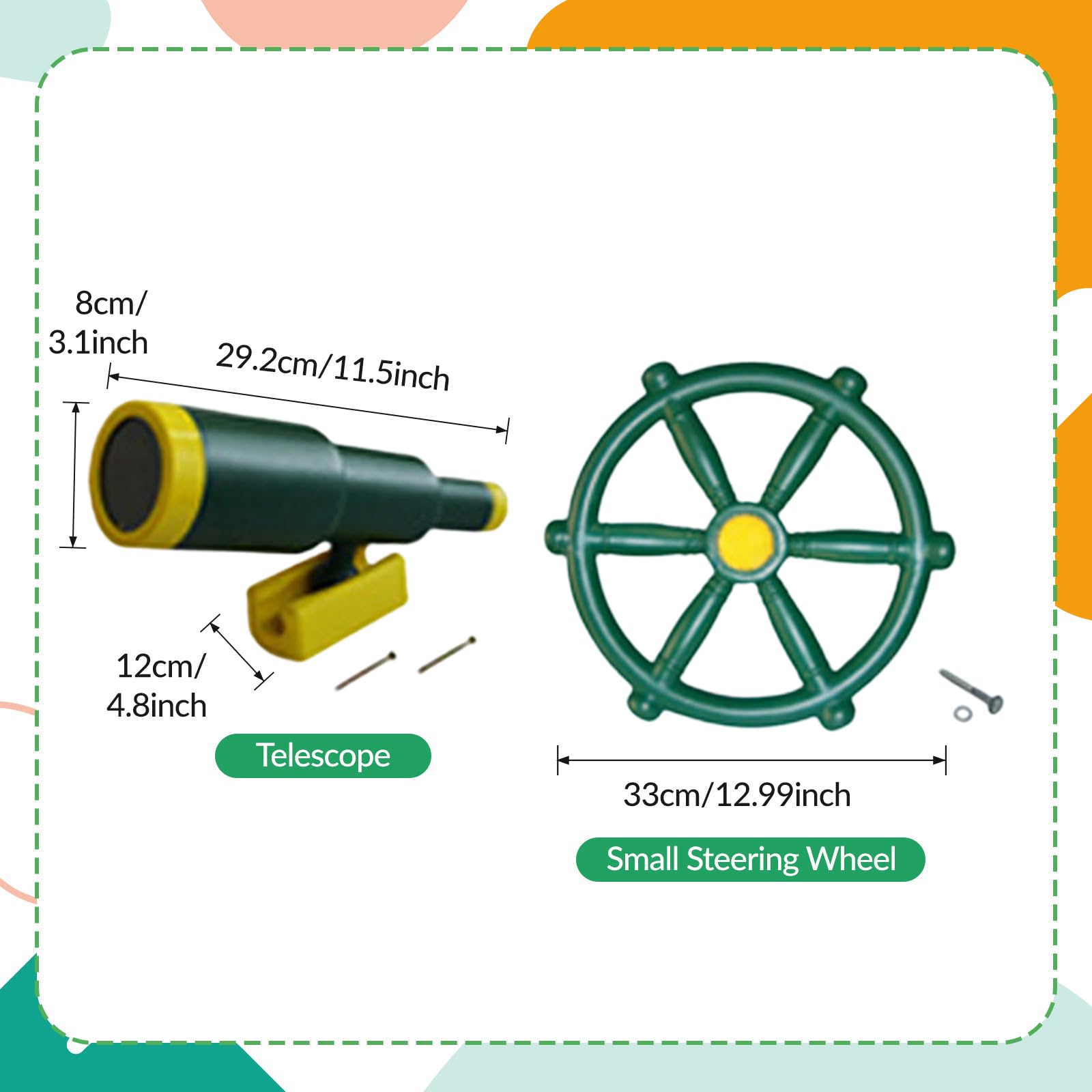 Luwecf Outdoor Garden Toy Playground Toy Set Kids Play House Accessories Outdoor Tree House Accessories Telescope Steering Wheel for Playground Treehouse for Kids Children Boys Girls Gift style C - Image 3
