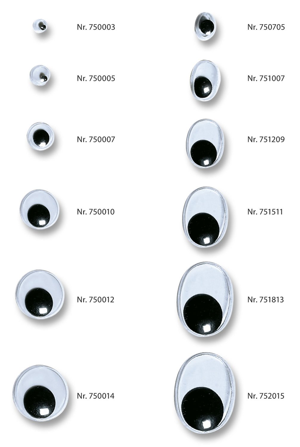 Folia 750705 - Wiggly Eyes, Oval, 7 x 5 mm, Pack of 100, White
