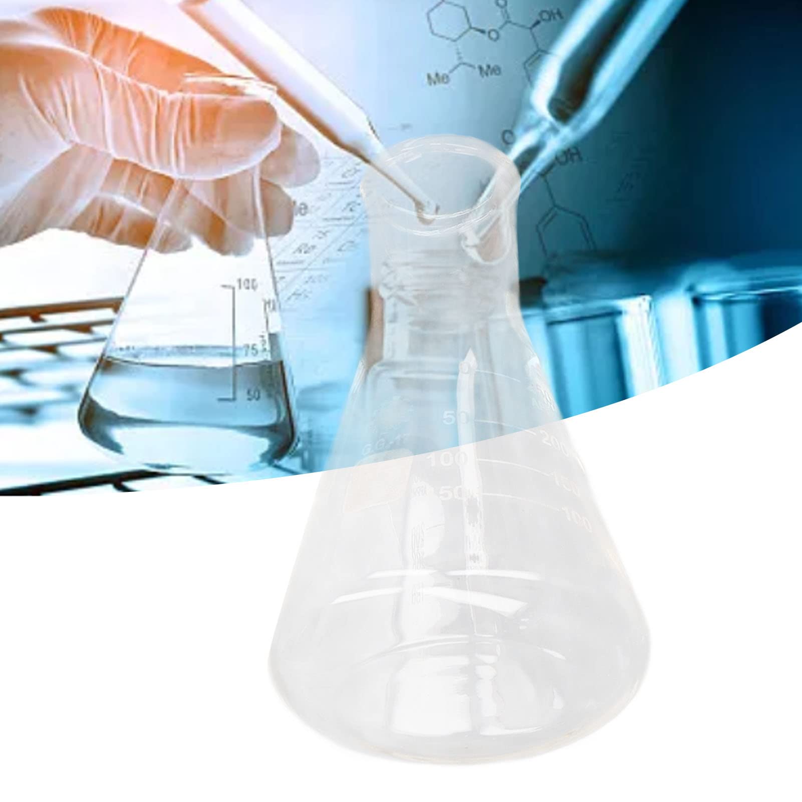 4 Pezzi Beuta Erlenmeyer, Vetro Borosilicato, 50 ML, 100 ML, 250 ML, 500 ML, per Chimica, per Colture Chimiche e Batteriche