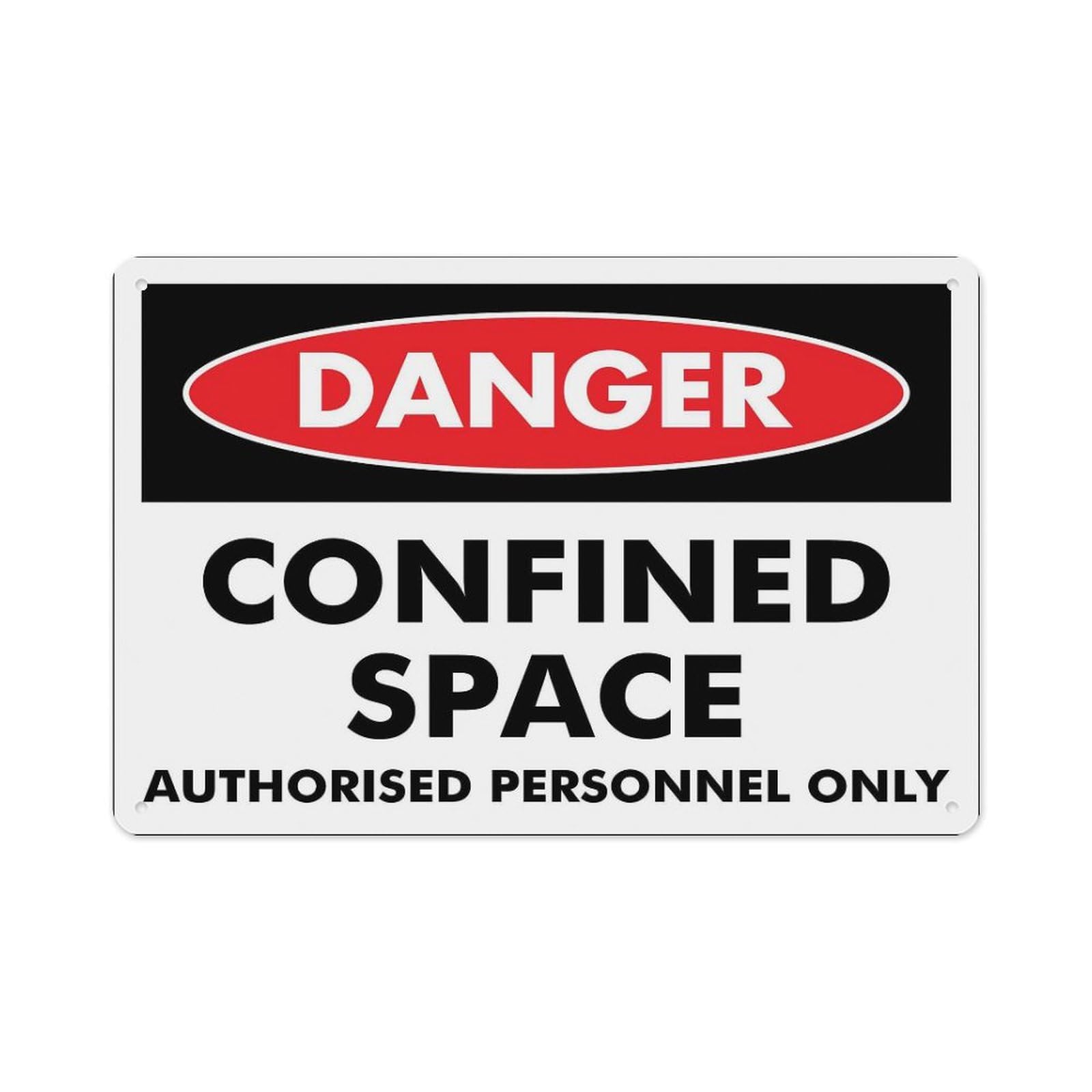 Peiyeety A08 Danger Confined Space Authorised Personnel Only Sign Aluminum Tin Warning Signs For Home Outdoor Garden 12X16 Inches