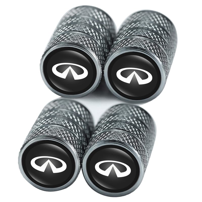 4 Pcs Car Tire Valve Caps for Infiniti G35 G37 Q50L QX50 Q50 QX56 Q60 QX60 QX70 Q70L QX80, Alloy Metal Valve Caps for Car Tires Leak-Proof Car Tire Air Caps Cust Caps, Screw-On Easy Grip