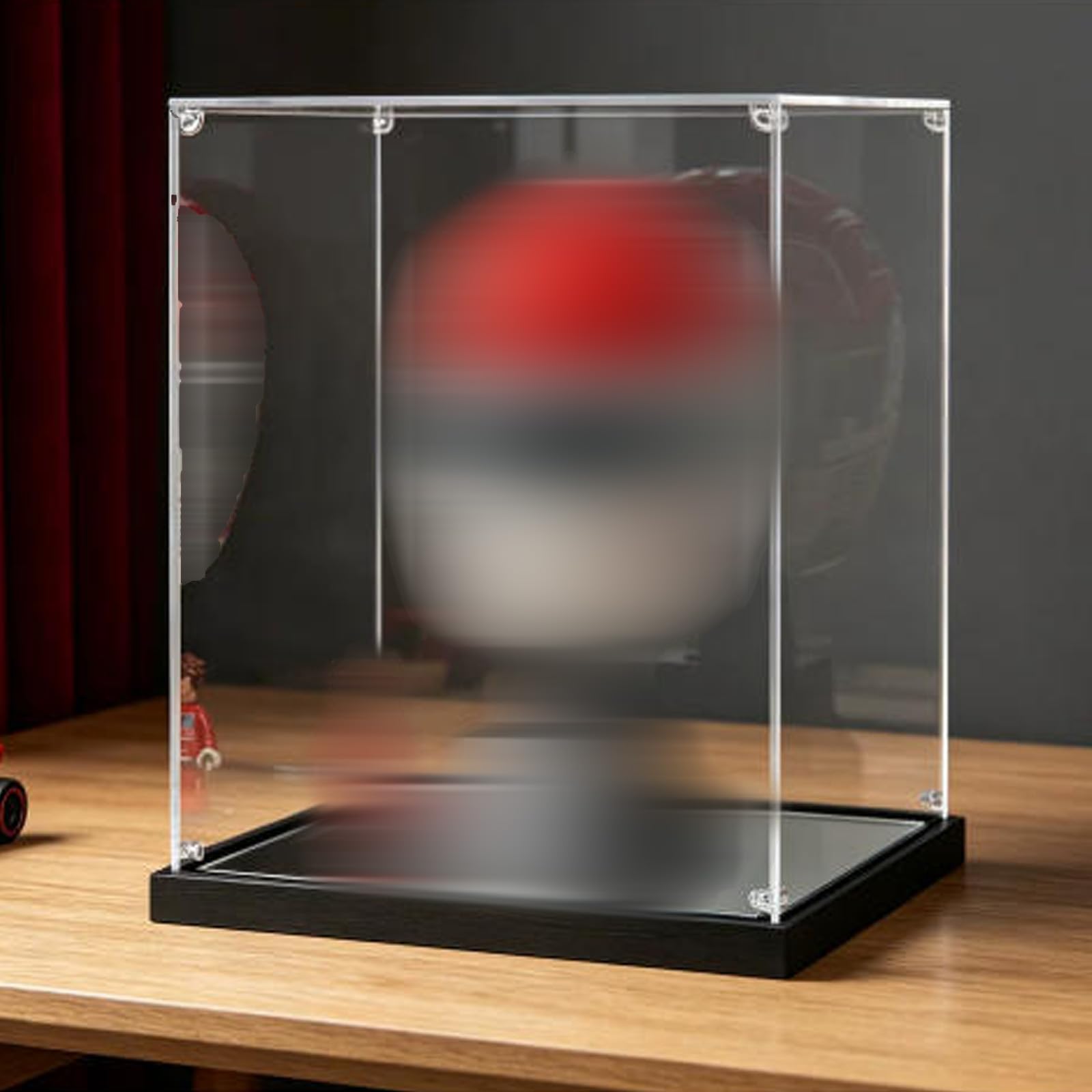 Acrylic Display Case Compatible with Lego 43014 Helmet Model, Dustproof Transparent Storage Box, Compatible with Lego 43014 (Model Not Included) (2mm-Mirror Base)