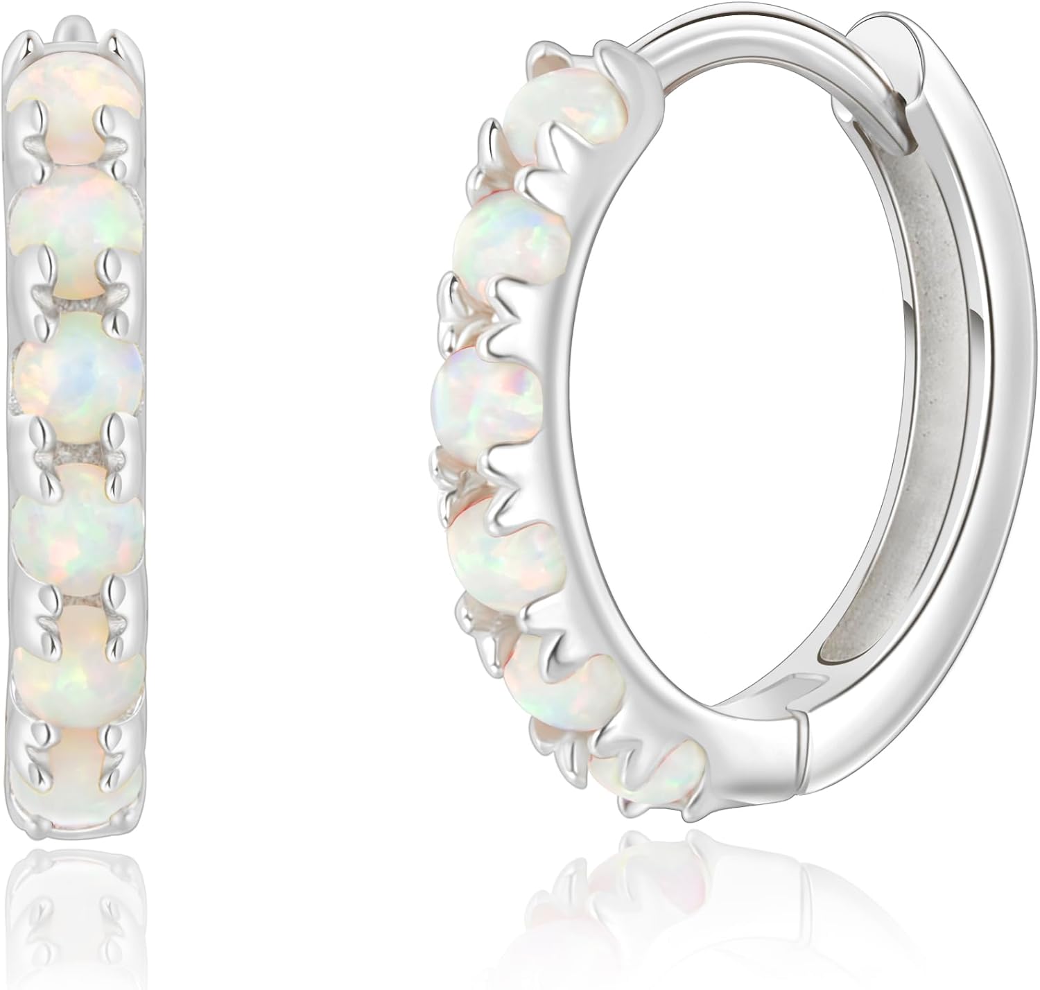 Tiny Mini Opal Huggie Hoop Earrings Upper Ear Cartilage Helix 18k Gold Plated Silver Minimalist Simple Small 10mm 8mm 6mm Hoop Earrings