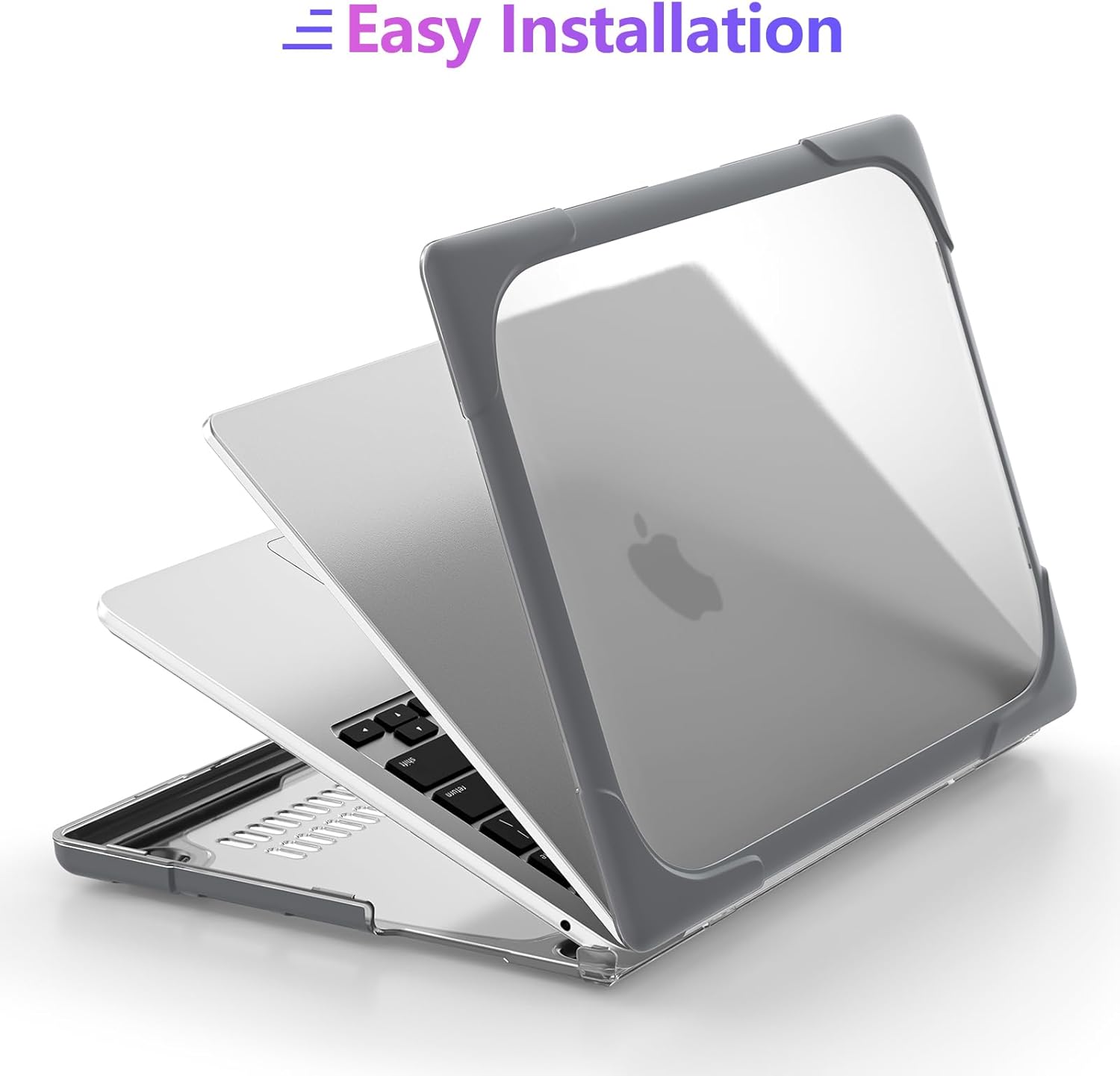 MEEgoodo for MacBook Air 13 inch Case 2021 2020 2019 2018 Release A2337 M1 A2179 A1932 with Touch ID Heavy Duty Rugged Shockproof Plastic Hard Shell with Fold Kickstand for MacBook Air 13.3, Gray
