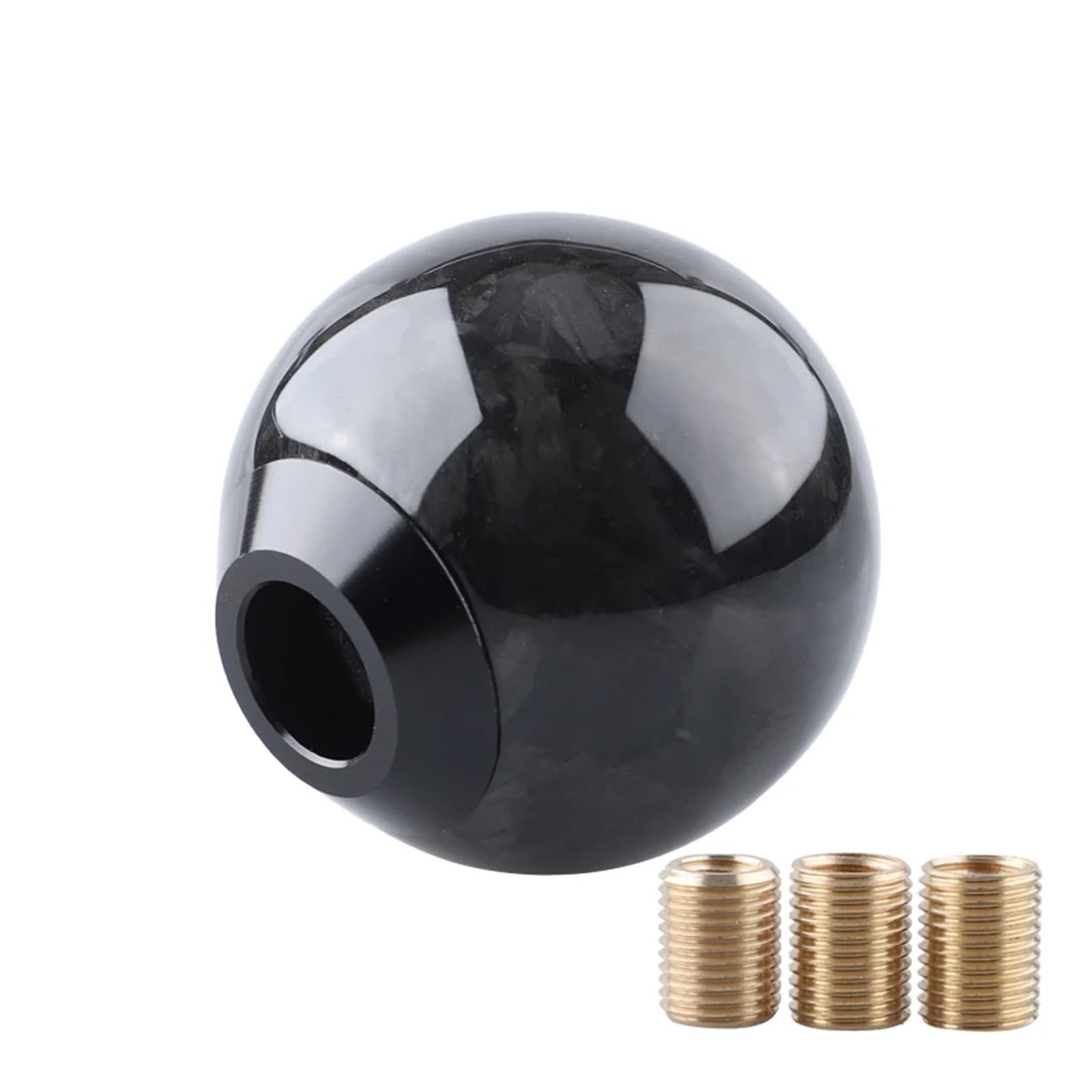 WYLWSHA Shift Gear Knob Cover Universal Car Gear Shift Knob Round Ball Carbon Fiber Shifter Lever(Black)