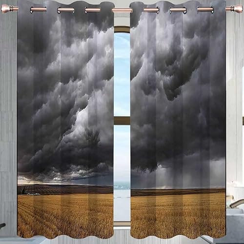 Apartment Decor Collection - Cortinas térmicas de 2 paneles de cortinas grises y amarillas, cortinas opacas con patrón geométrico de 63 pulgadas de