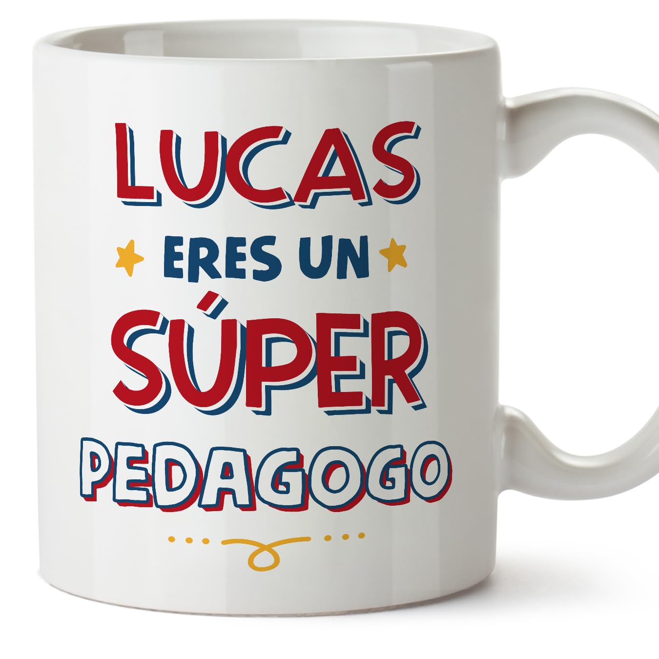 MUGFFINS Personalised Mug for Pedagogue Man - in Spanish - Eres Súper - Funny Custom Gift for Colleagues - Ceramic 11oz Mug