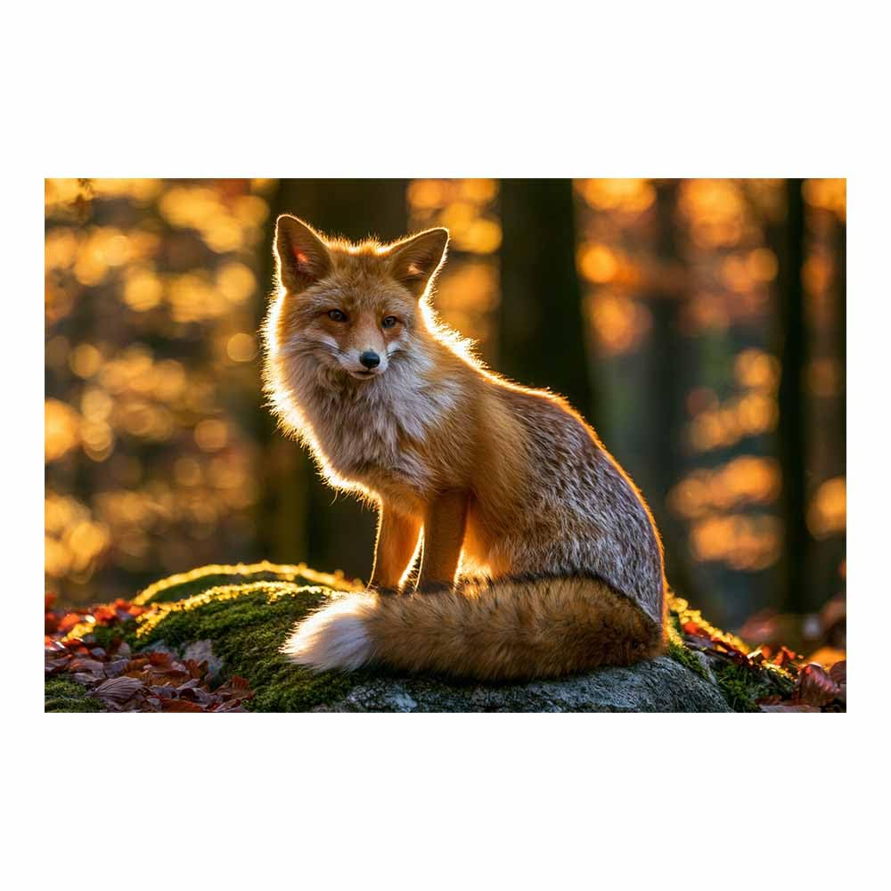 PUQAAEO Wall Art Painting Grizzly Bear Prints On Canvas Goldens Forests Red Fox Animal Pictures Wall Art for Home Cabin Decoration Rustic Farmhouse Decor(Multicolor)-60x90cm Unframed