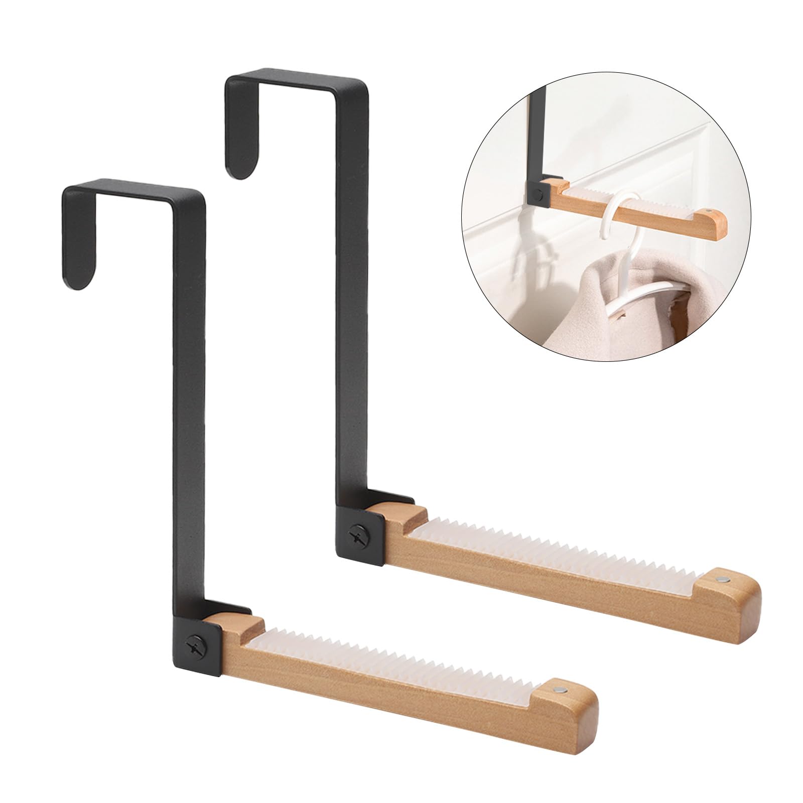 Fuikupe 2 stuks deurkapstokken, inklapbaar, met 6 kleerhangers en uittrekbare verlengingen, om op te hangen voor deuren met een dikte van minder dan 4,6 cm (wit