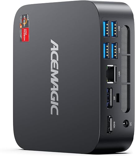 ACEMAGICIAN AMR5 Mini PC, AMD Ryzen 7 5700U (8C/16T, up to 4.3Ghz) 16GB DDR4 512GB NVMe SSD Mini Gaming PC, Mini Desktop PC with 3-mode adjustment, WiFi 6,BT5.2, HDMI/DP/Type-C 3 SCREEN OUTPUT