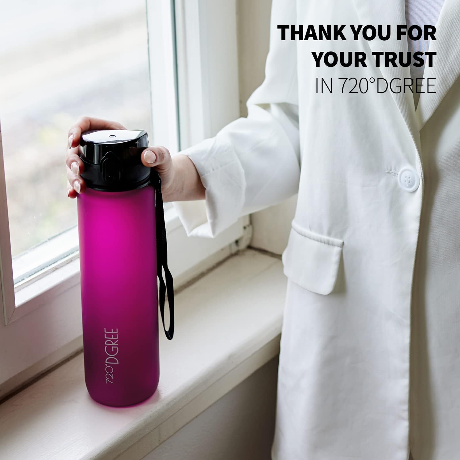 720°DGREE UberBottle Water Bottle + Sieve - 350ml, 500ml, 650ml, 1L, 1.5L, 2L, BPA Free, Leak-Proof, Reusable, Lightweight, Ideal for School, Sport, Fitness, Gym, Work