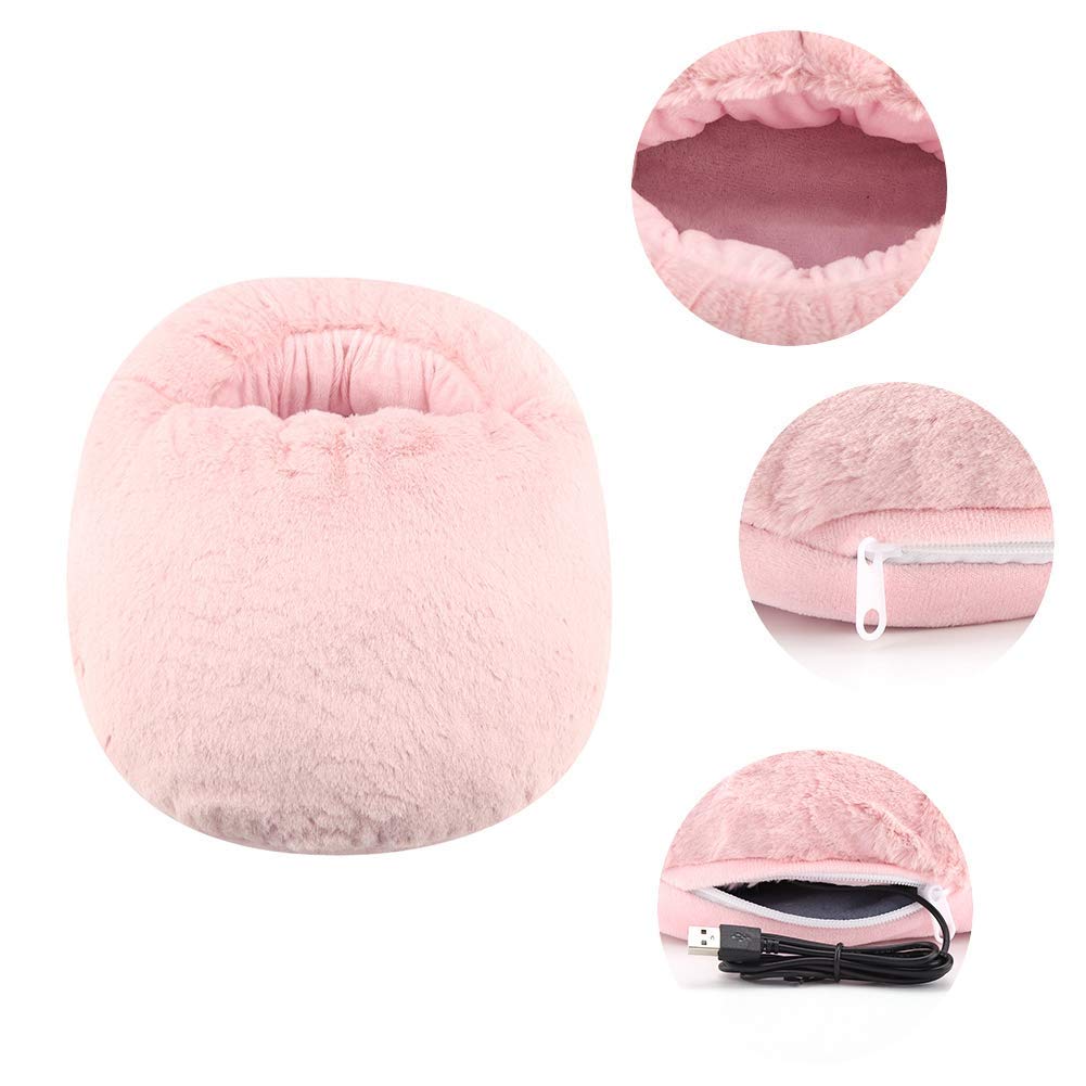 Scaldapiedi USB, Scaldapiedi Riscaldati Elettrici Scarpe Riscaldanti per Scarpe Invernali Riscaldate in Peluche Temperatura: 50 ℃ -60 ℃(Rosa)
