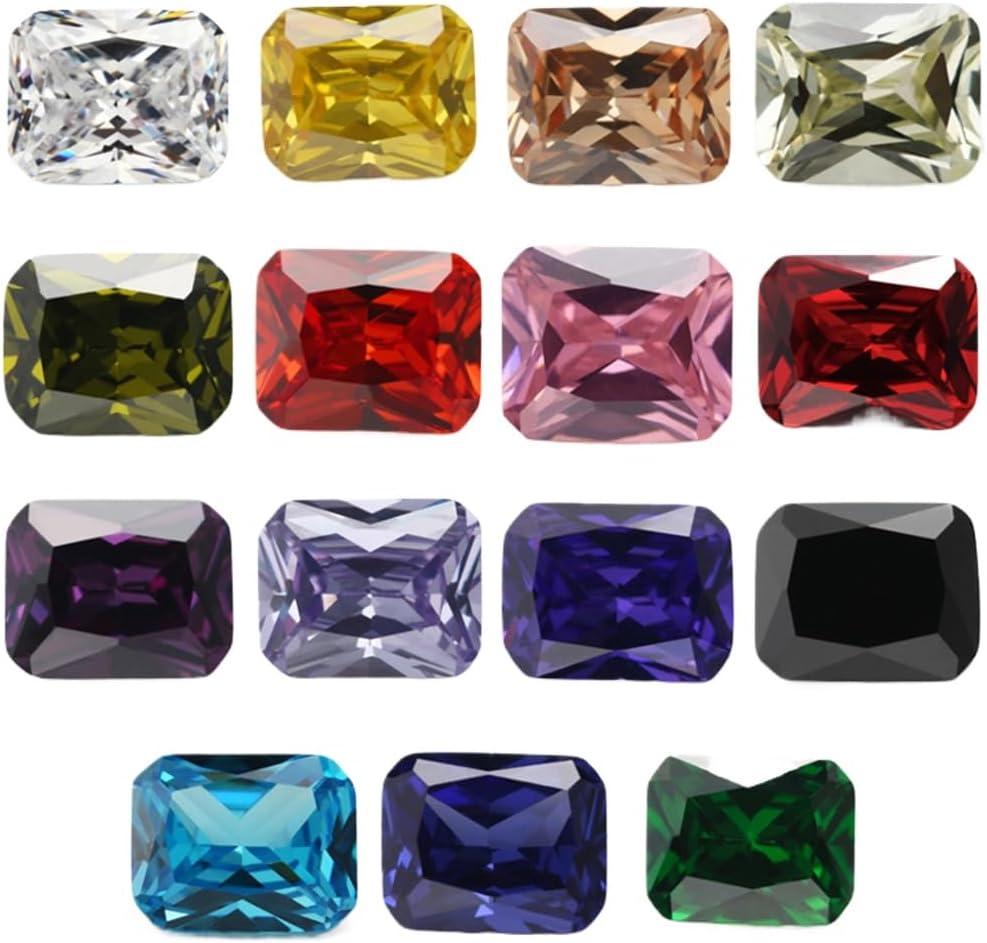 Octangle Cut Loose Mixed 15 Colors Synthetic Cubic Zirconia Stones for Rings Earrings Bracelets Necklaces Pendants DIY Jewelry Making