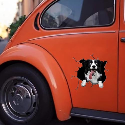 Miniatura 3 de Pegatina 3D linda del coche de la grieta del Border Collie, decoración personalizada del vidrio de la ventana del SUV, grieta del refrigerador