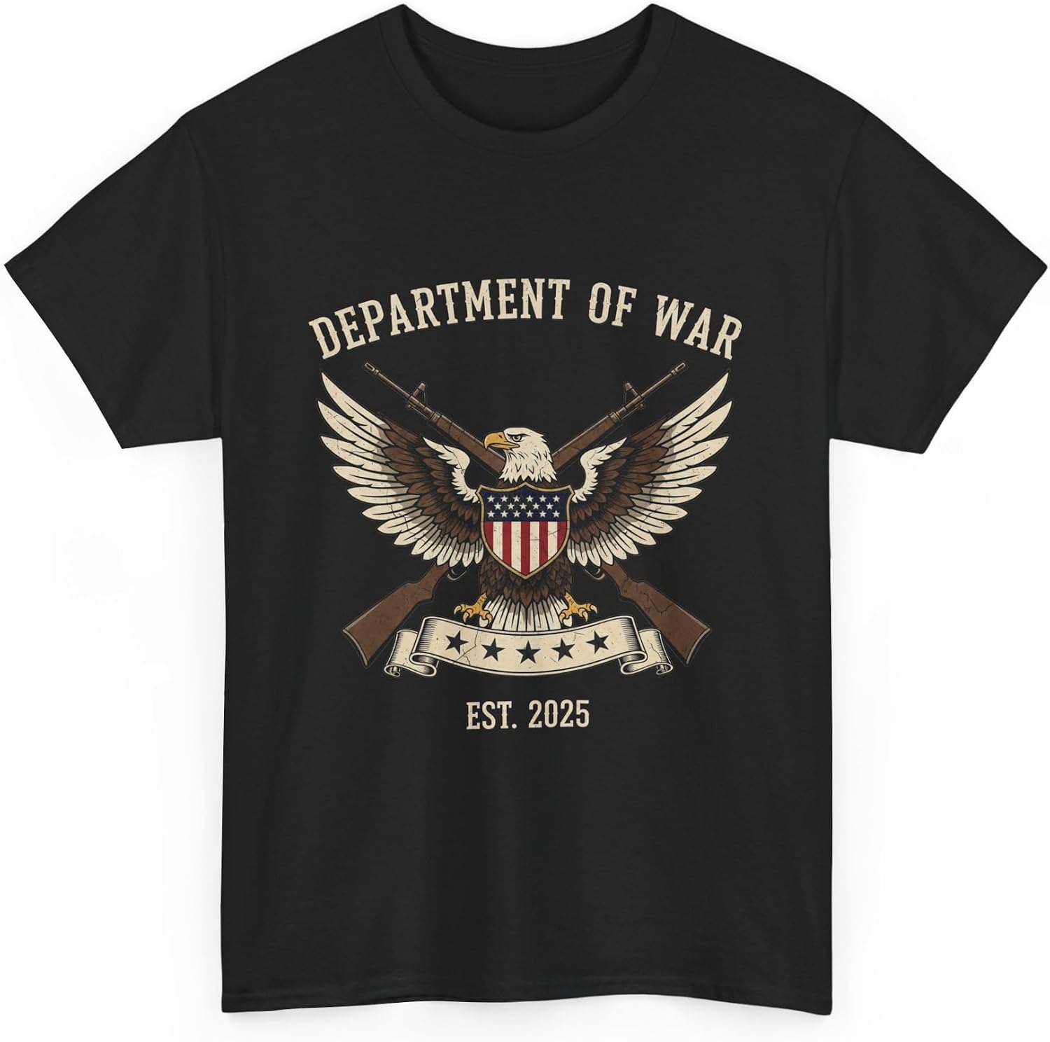 Department of War Patriotic Eagle & Rifles | Vintage Military Veteran USA | American Freedom 2A Supporter Apparel