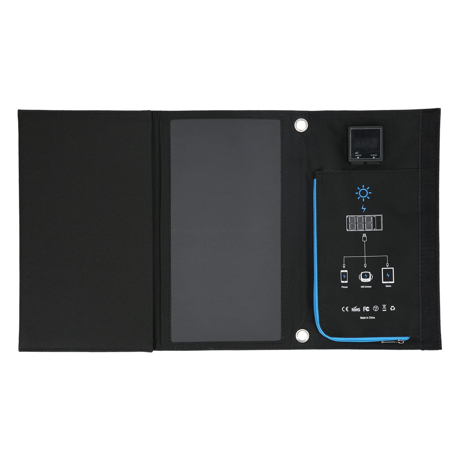 Caricatore Solare Pieghevole Caricatore per Telefono Solare Borsa di Ricarica CC Portatile Impermeabile per Escursionismo Campeggio 21 W Sun Power Design Compatto