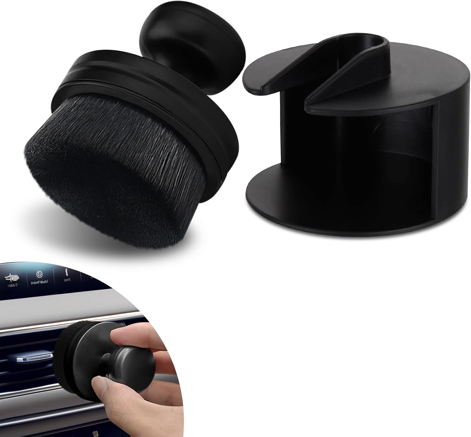 1PCS Tire Shine Applicator Brushes, Auto Tire Detail Brush, Tire Dressing Brush Applicator with Seal Cover, High Density Cleaning Tool for Car Wheel Shine Polish Wax Applicators (Black/1PCS)