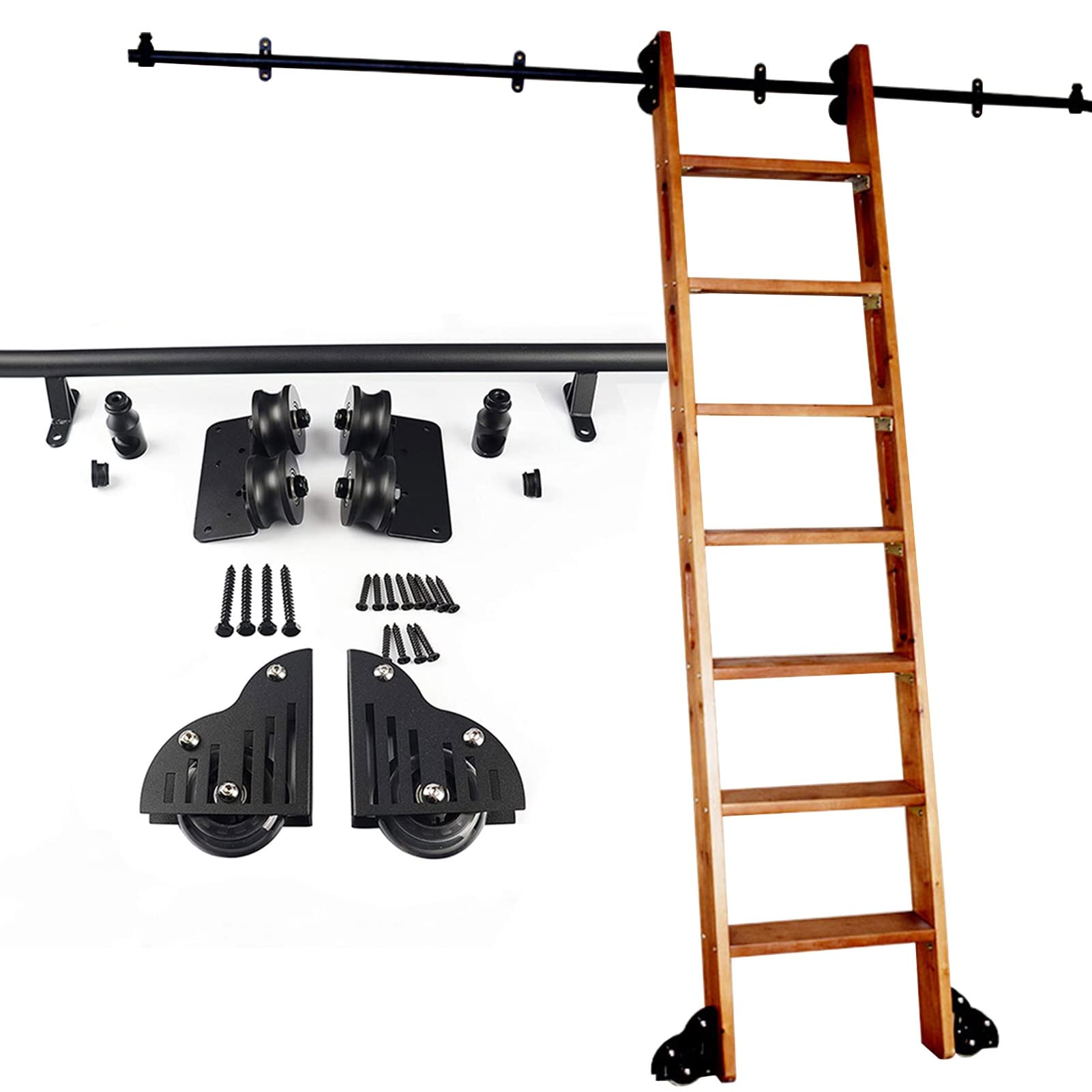 Kit échelle coulissante MiroDo avec rail en tube rond pour un déplacement fluide