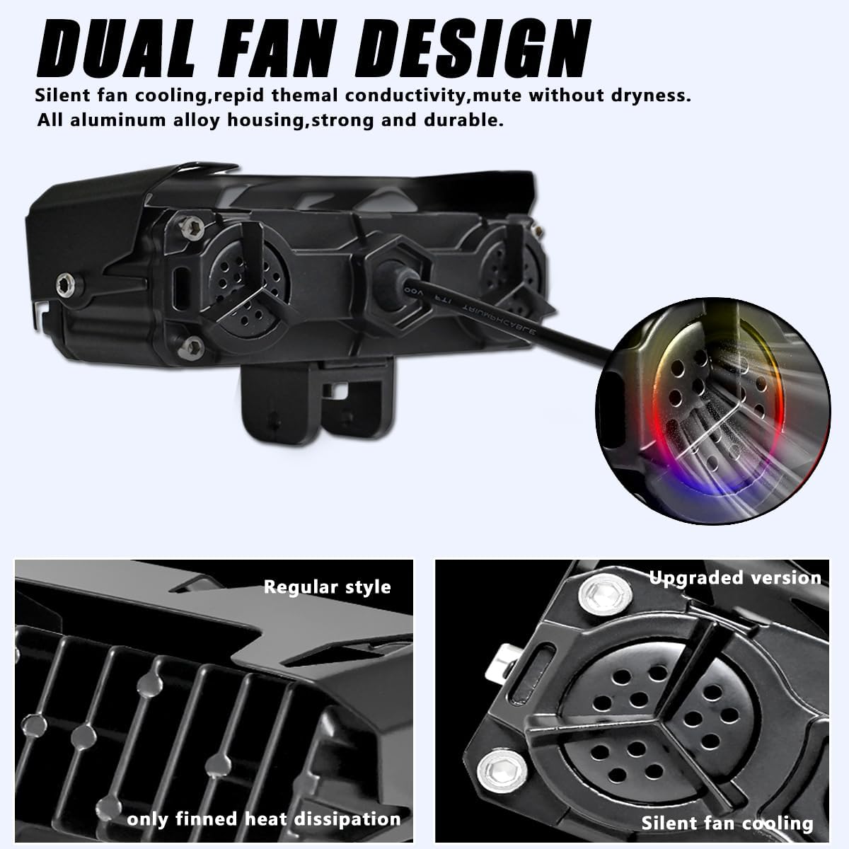 Motorcycle Fog Lights, 80W 8000LM Dual Color White Amber Driving Auxiliary Pod Light,2 pcs 6 Inch LED Light Bar for Motorbike SUV ATV Truck Boat Tractor Forklift