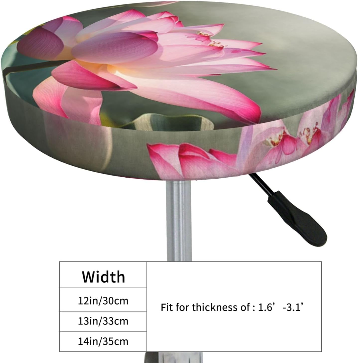 Bar Stool Cover Round Elastic Stool Cushion Covers Lakeside Flowers Blossom Bar Chair Cover Washable Stool Cushion Slipcover Stretch Stool Seat Covers for 12-14 Inch Chair