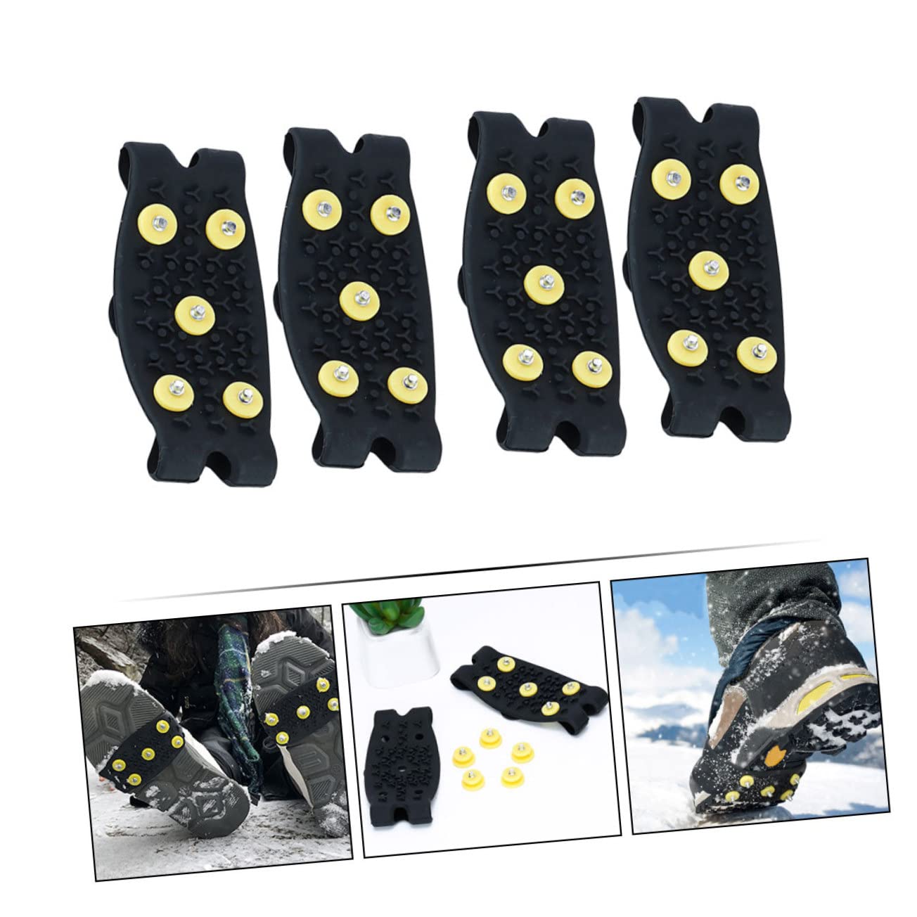 Ramponcini da Scarpa Pieghevoli Tpe Neri, 2 Paia per Scarpe e Stivali | Trazione Antiscivolo, Riducono Scivolate e Cadute, Facile da Allungare, per Campeggio e Jogging